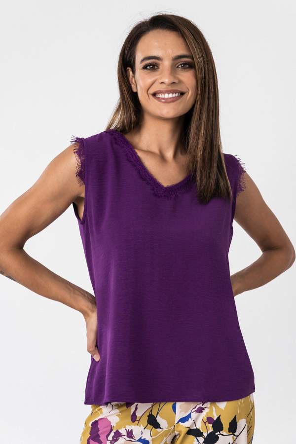BLUSA COMBINADA ENCAJE MORADO