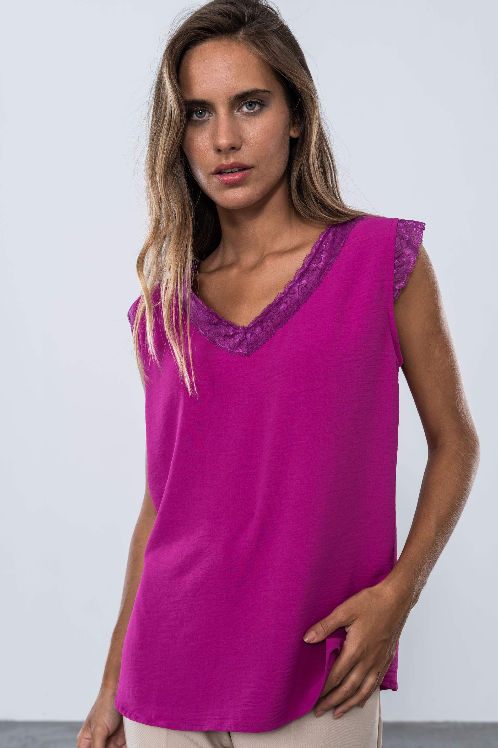 BLUSA COMBINADA ENCAJE BUGANVILLA