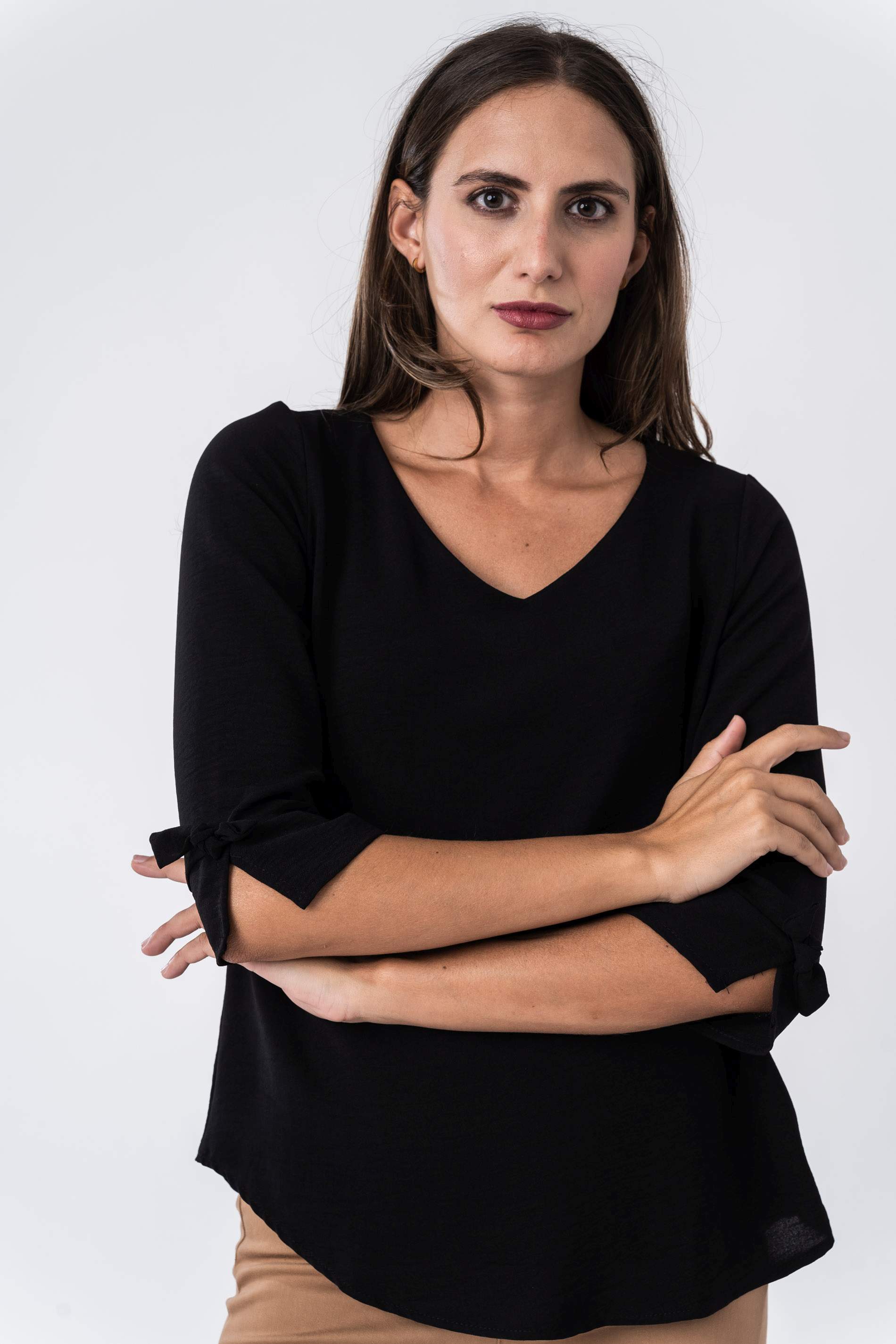 BLUSA LACITOS MANGA FRANCESA NEGRO