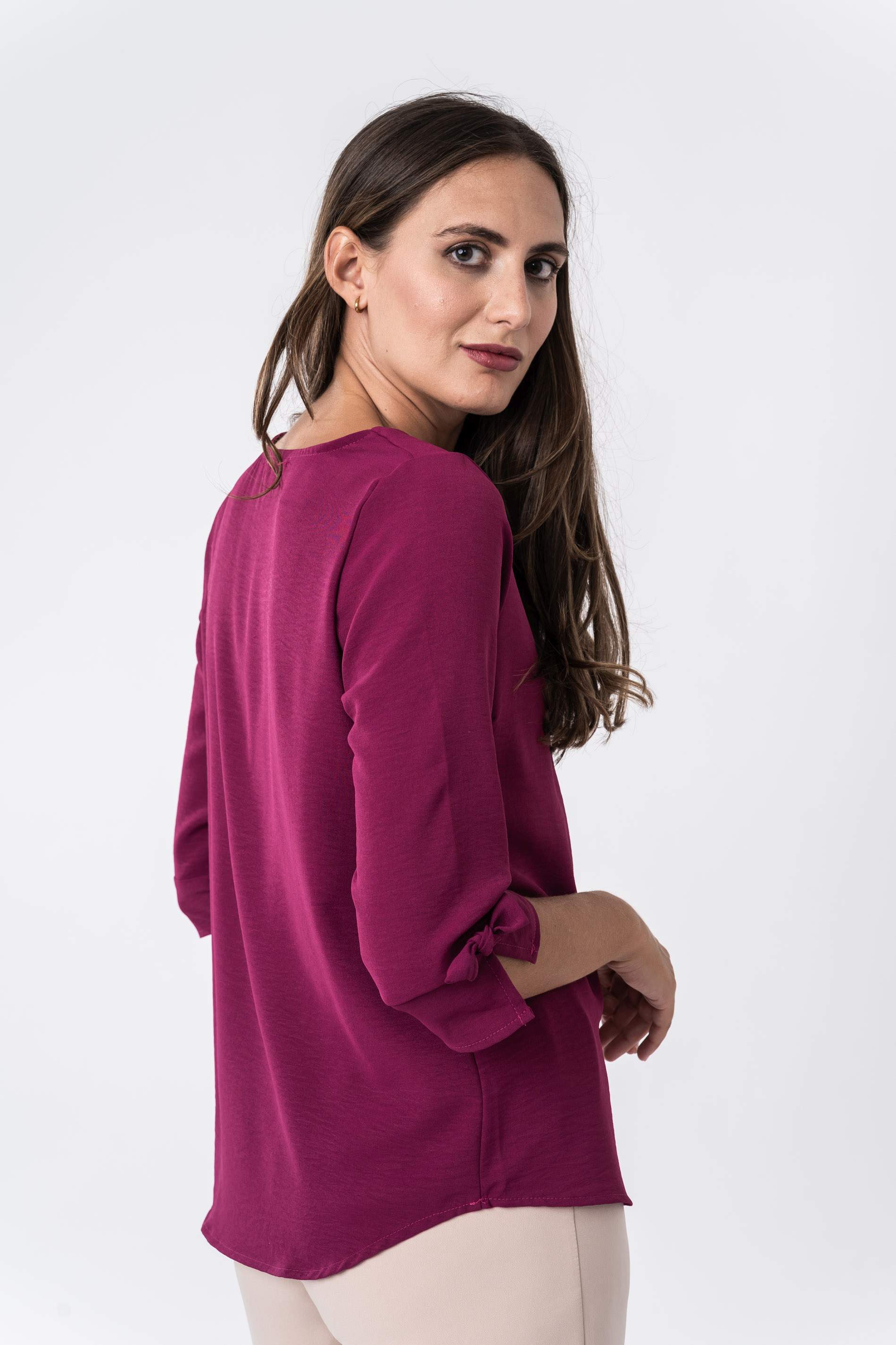 BLUSA LACITOS MANGA FRANCESA BERENJENA