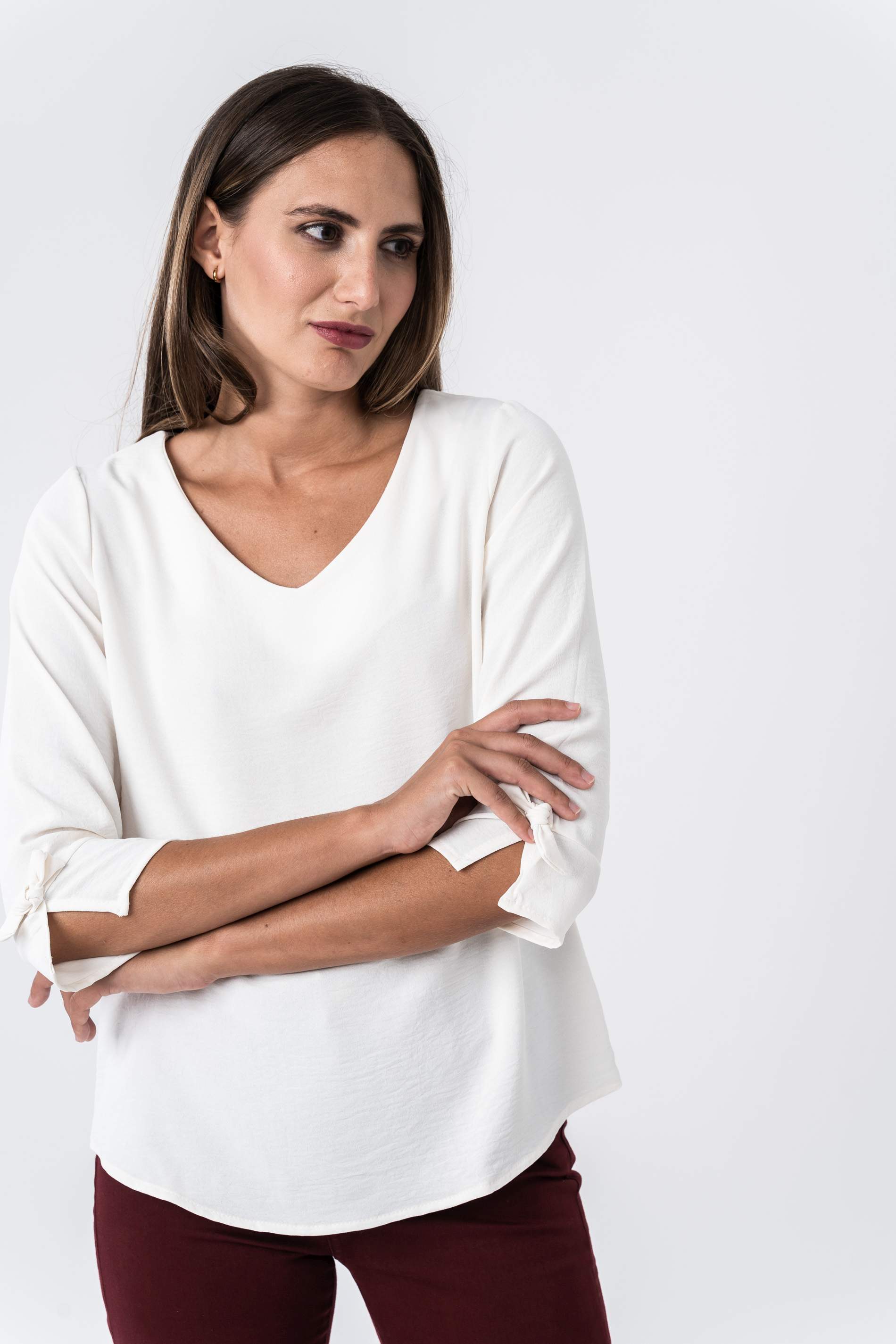BLUSA LACITOS MANGA FRANCESA CRUDO