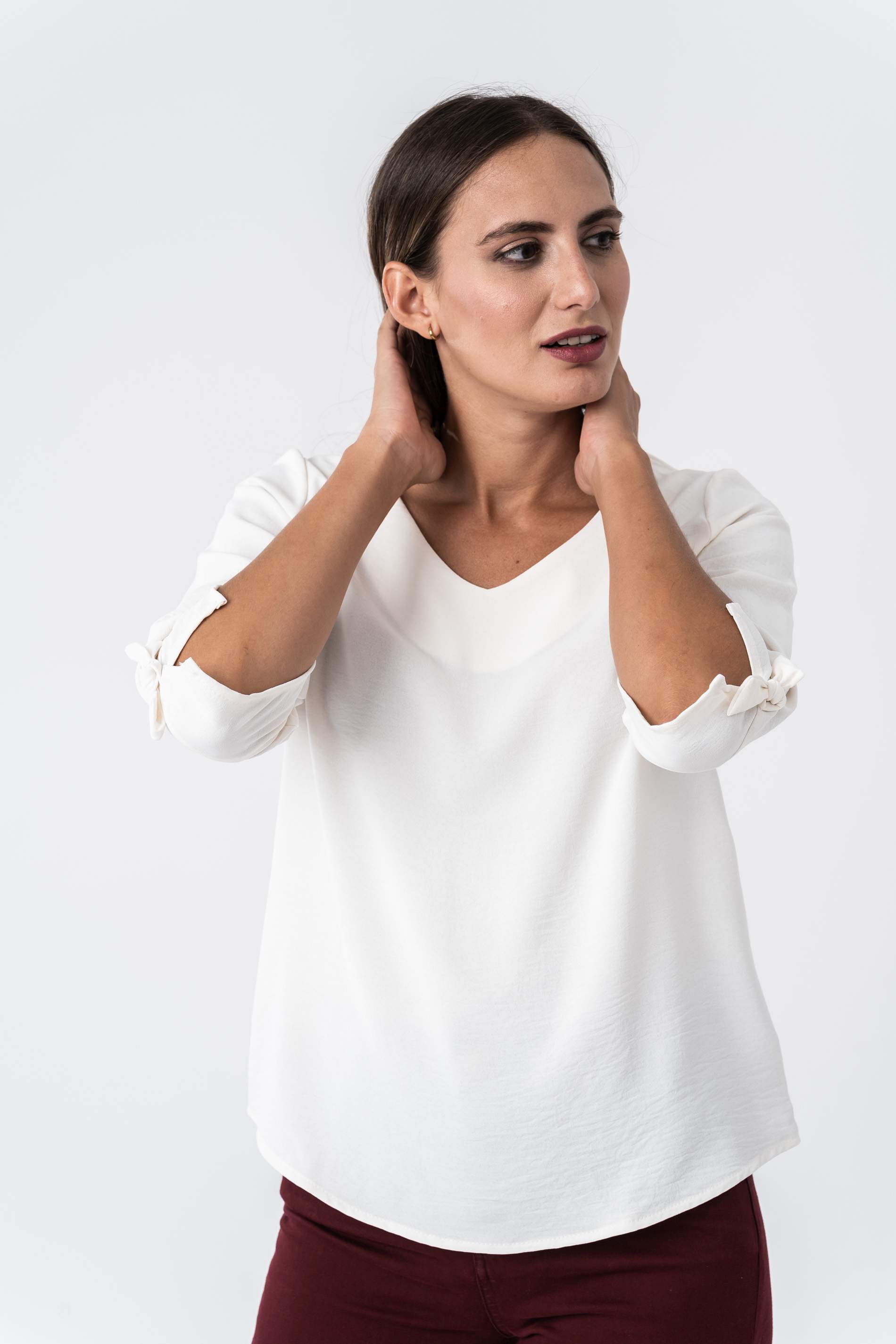 BLUSA LACITOS MANGA FRANCESA CRUDO
