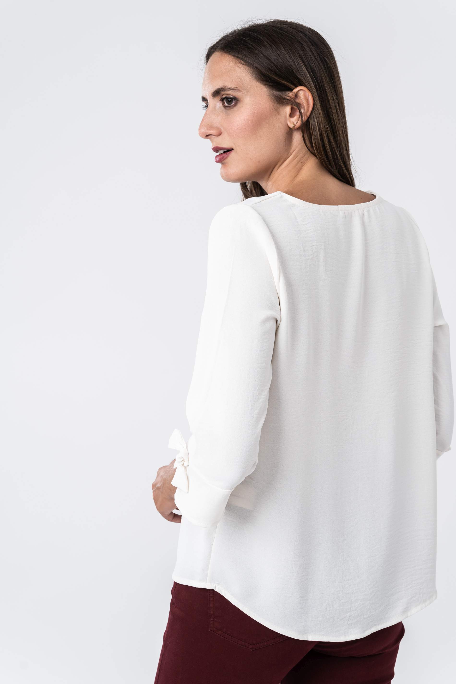 BLUSA LACITOS MANGA FRANCESA CRUDO