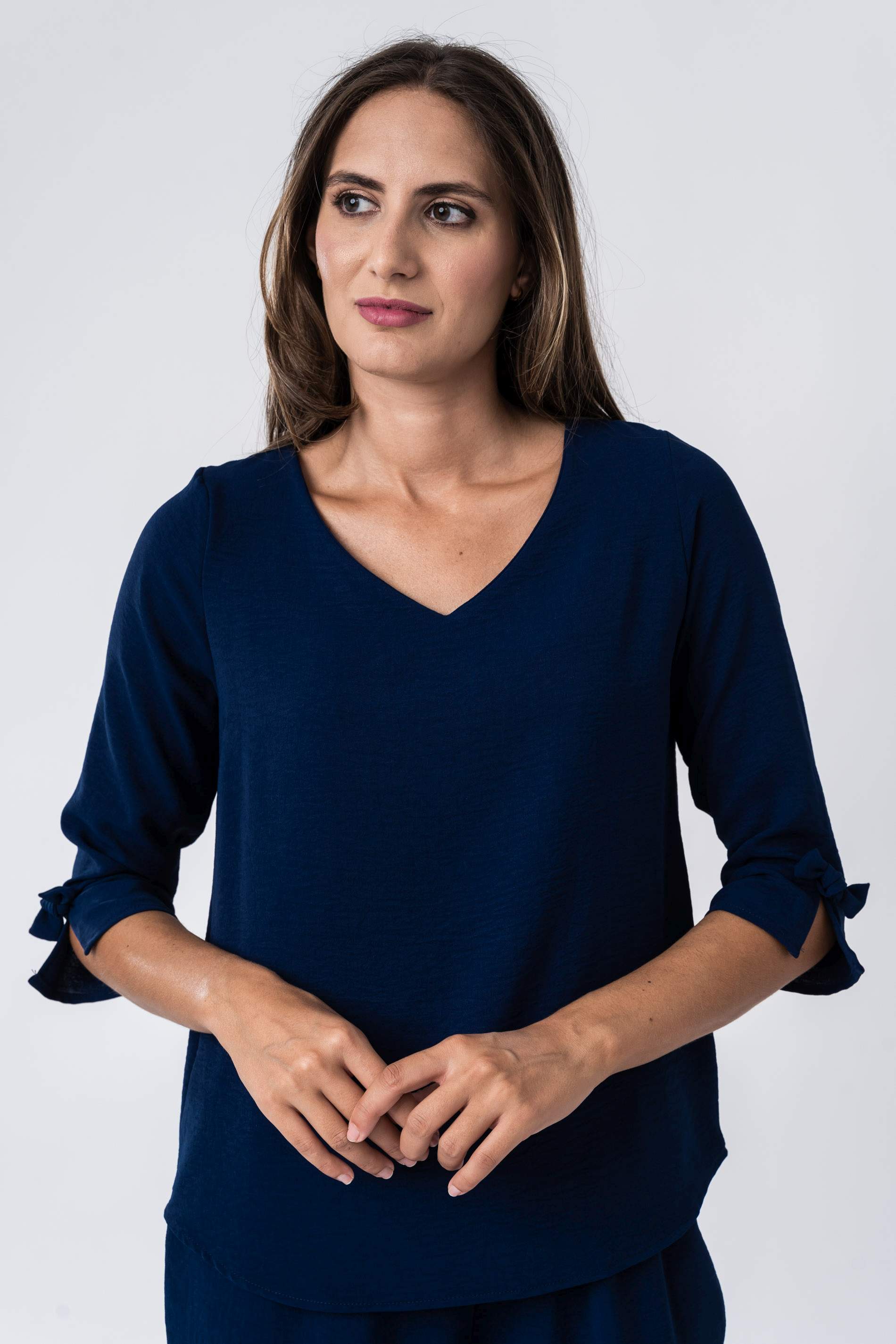 BLUSA LACITOS MANGA FRANCESA MARINO