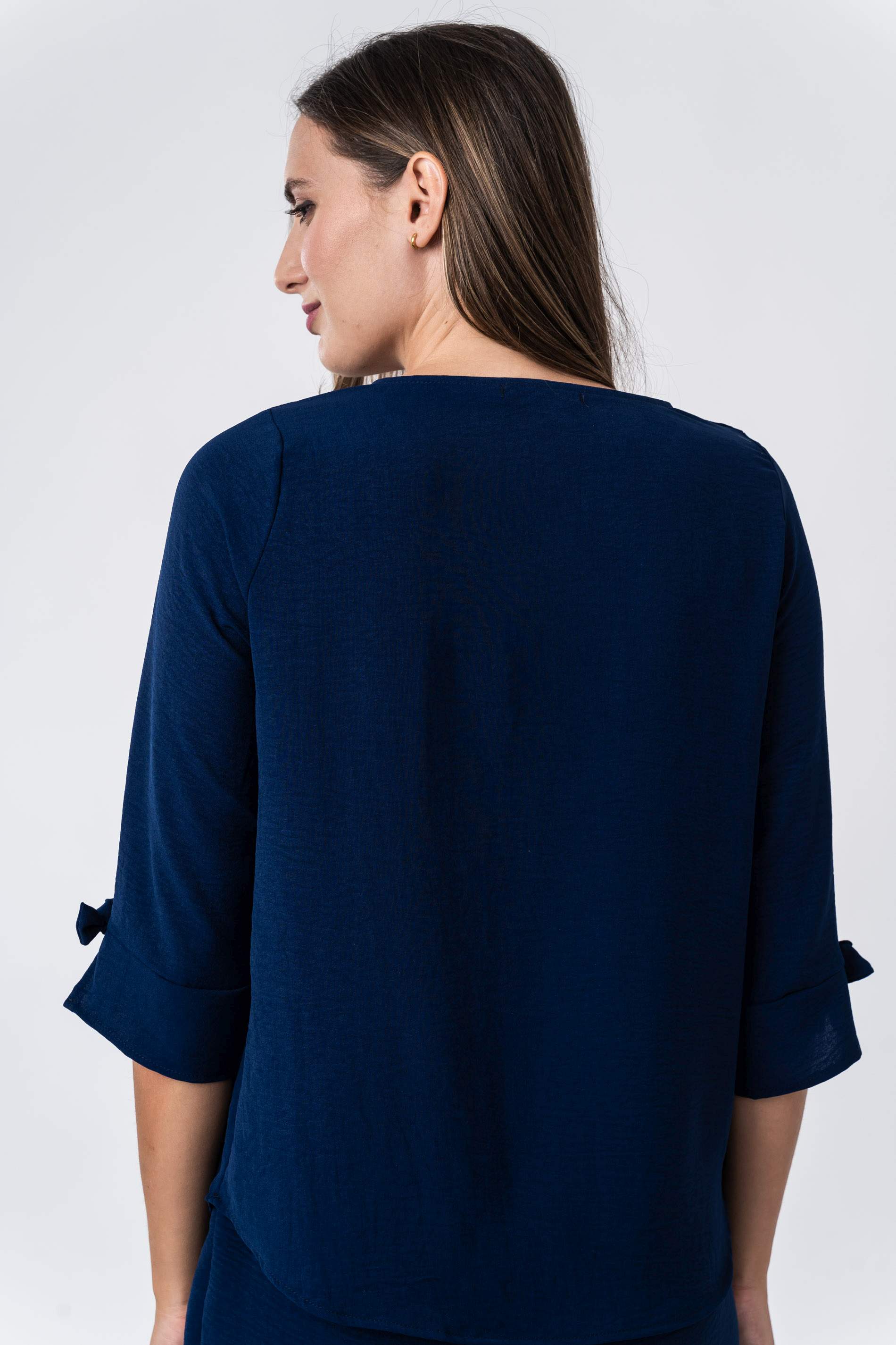 BLUSA LACITOS MANGA FRANCESA MARINO
