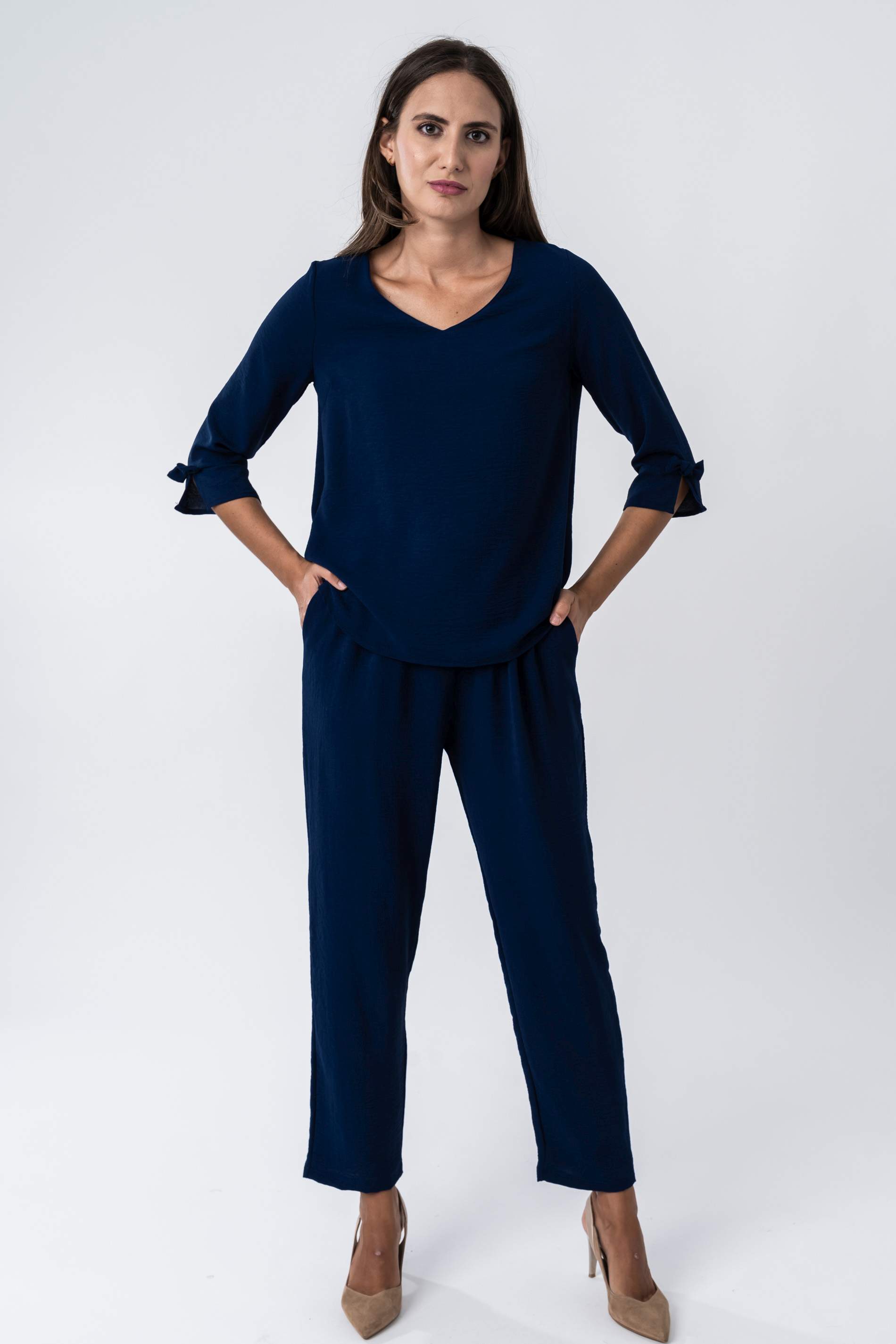 BLUSA LACITOS MANGA FRANCESA MARINO