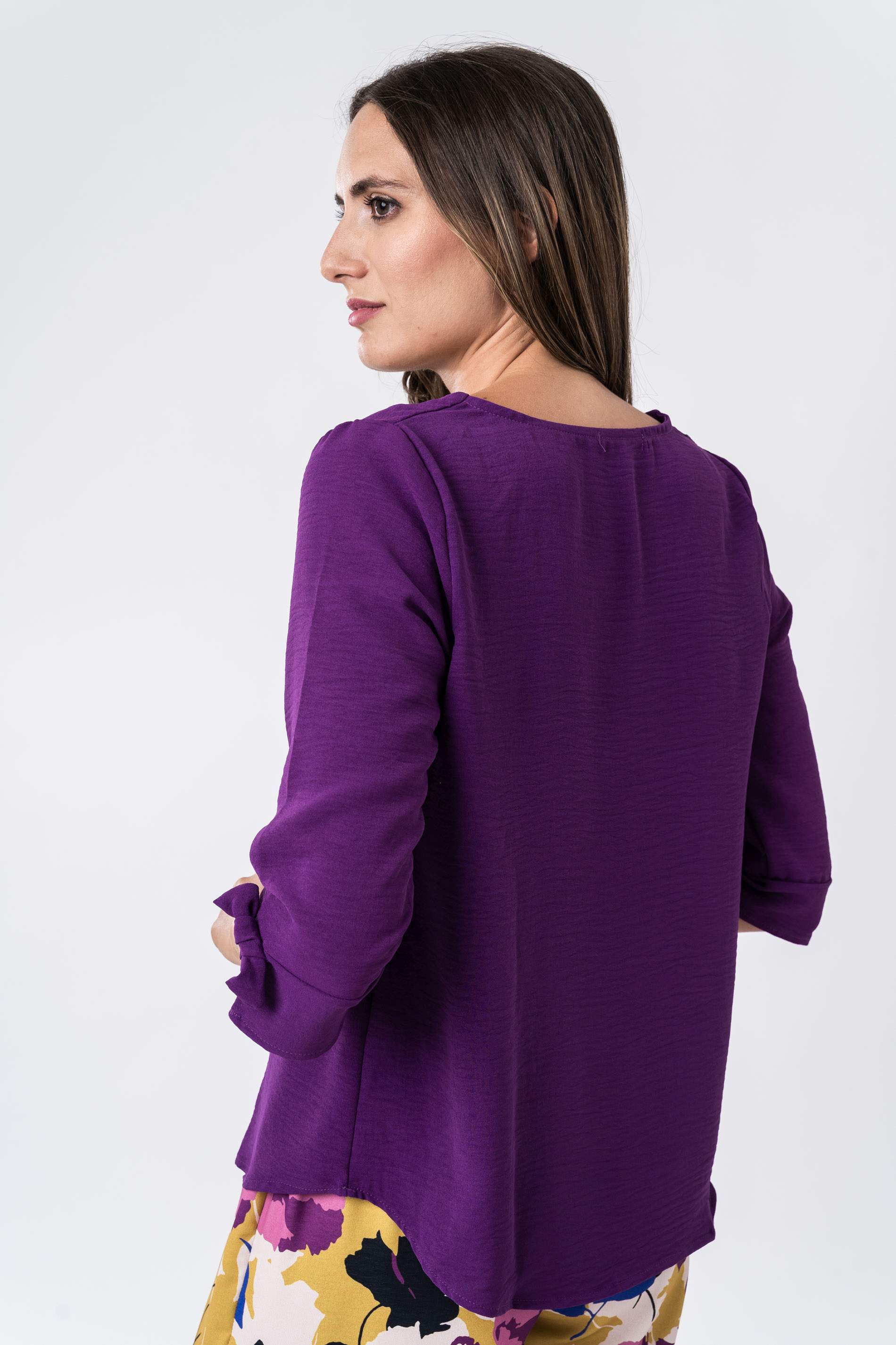 BLUSA LACITOS MANGA FRANCESA MORADO
