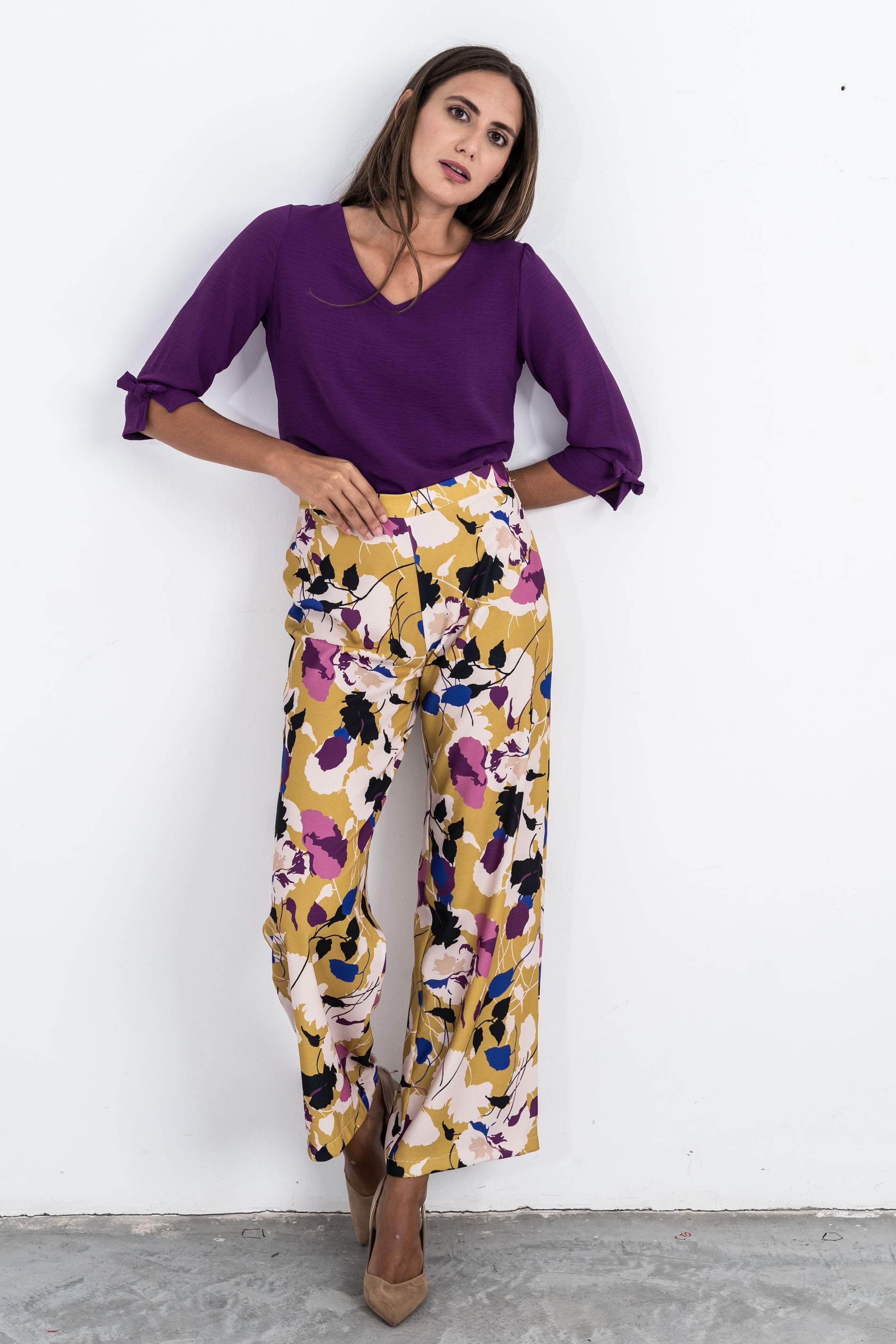 BLUSA LACITOS MANGA FRANCESA MORADO