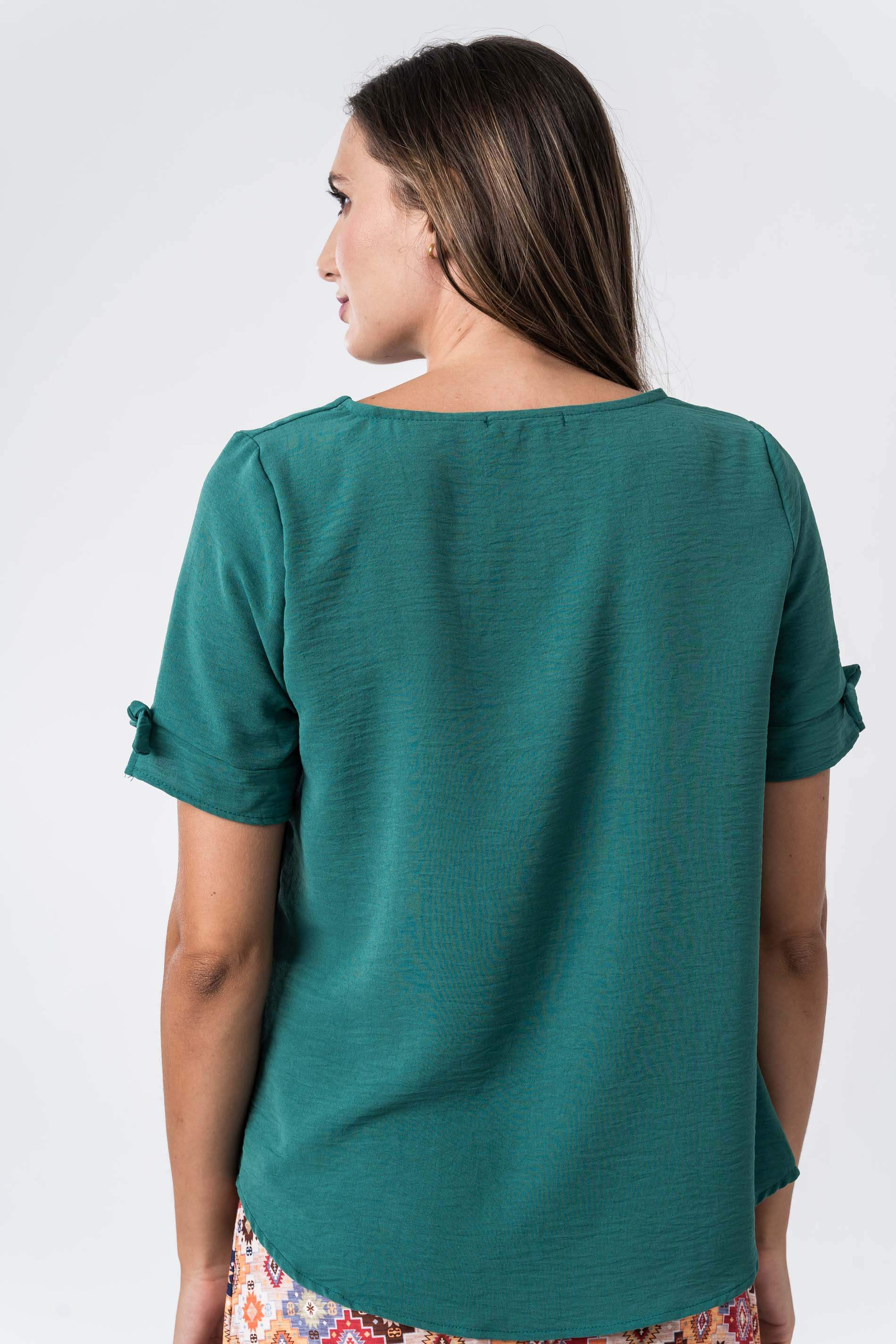BLUSA DETALLE LAZO MANGA CORTA VERDE
