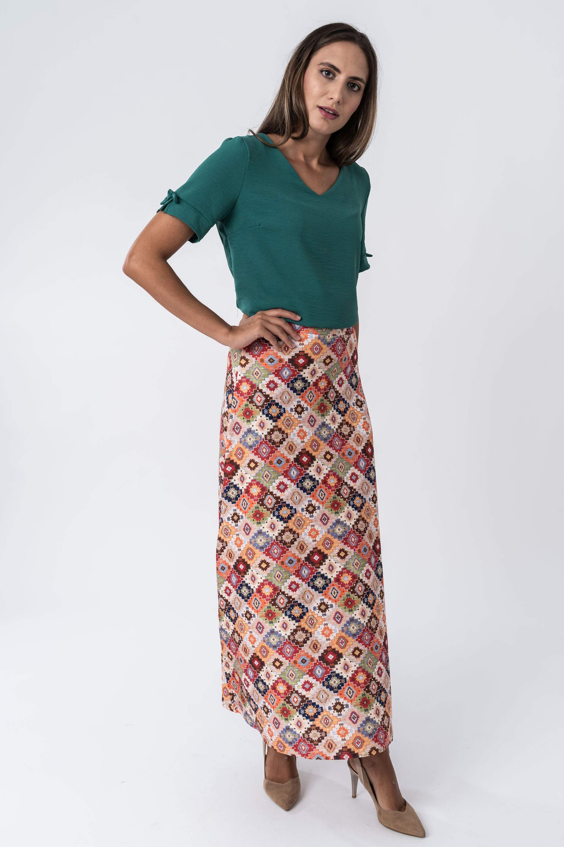 BLUSA DETALLE LAZO MANGA CORTA VERDE