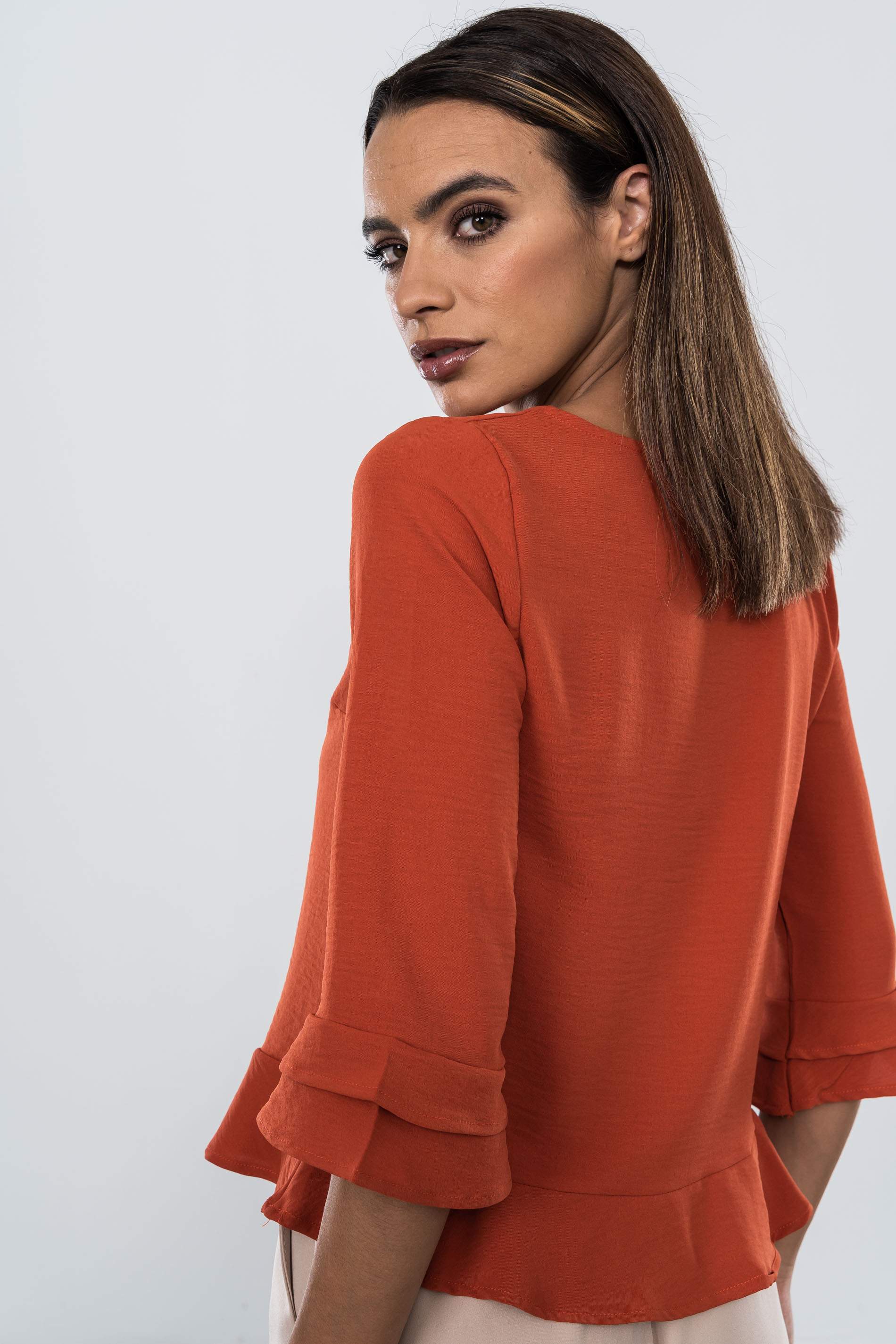 BLUSA VOLANTE BAJO MANGA FRANCESA CALDERA