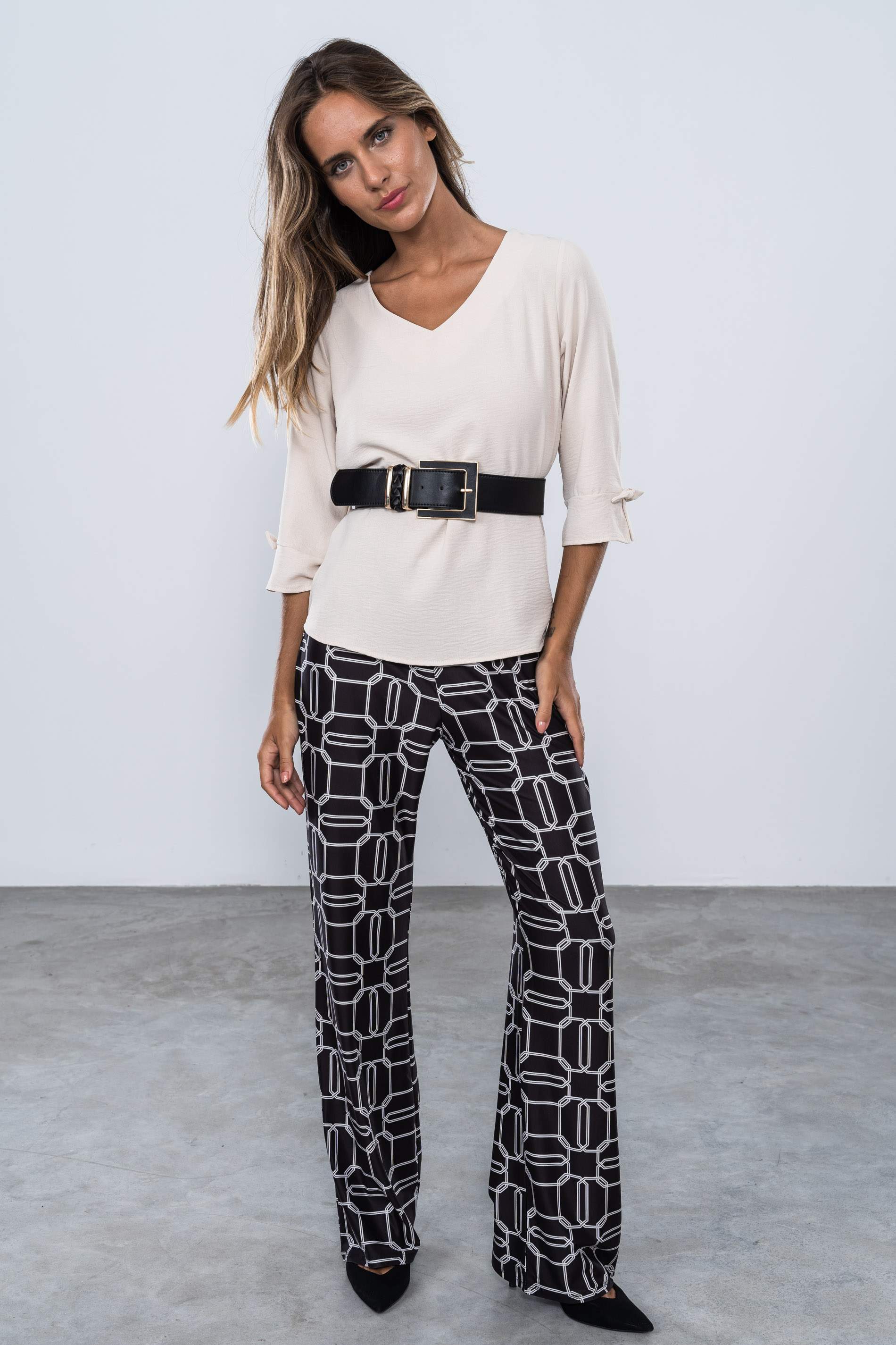 PANTALON BICOLOR GEOMETRICO