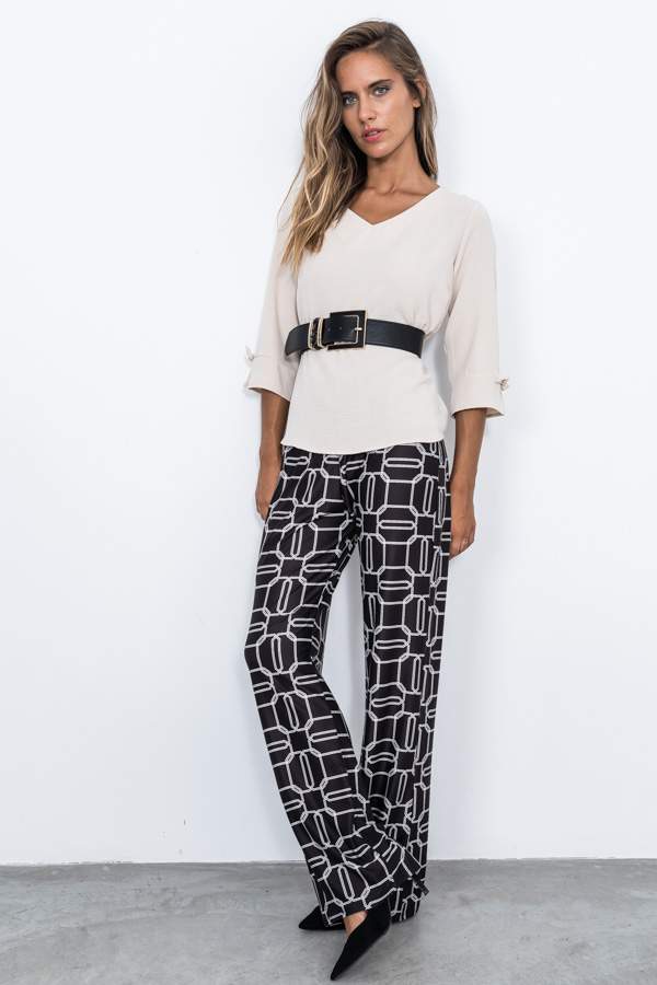 PANTALON BICOLOR GEOMETRICO