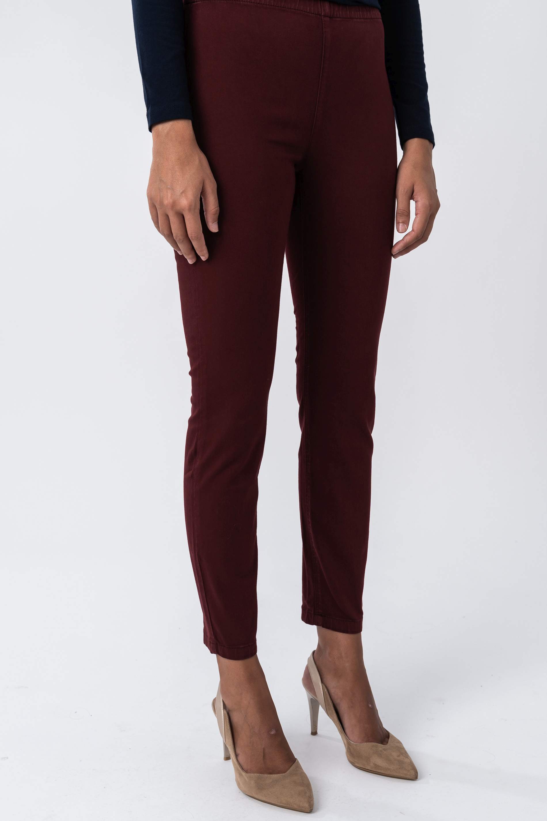 PANTALON SATEN GOMA CINTURA BURDEOS