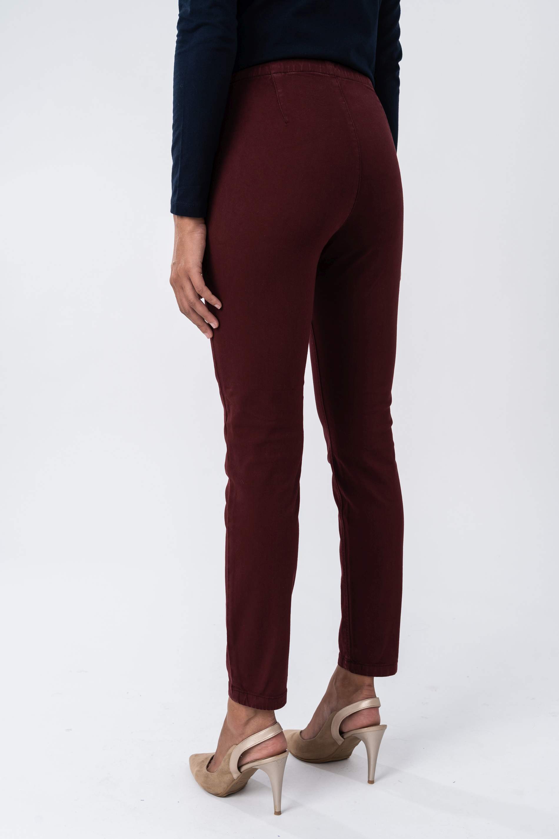PANTALON SATEN GOMA CINTURA BURDEOS