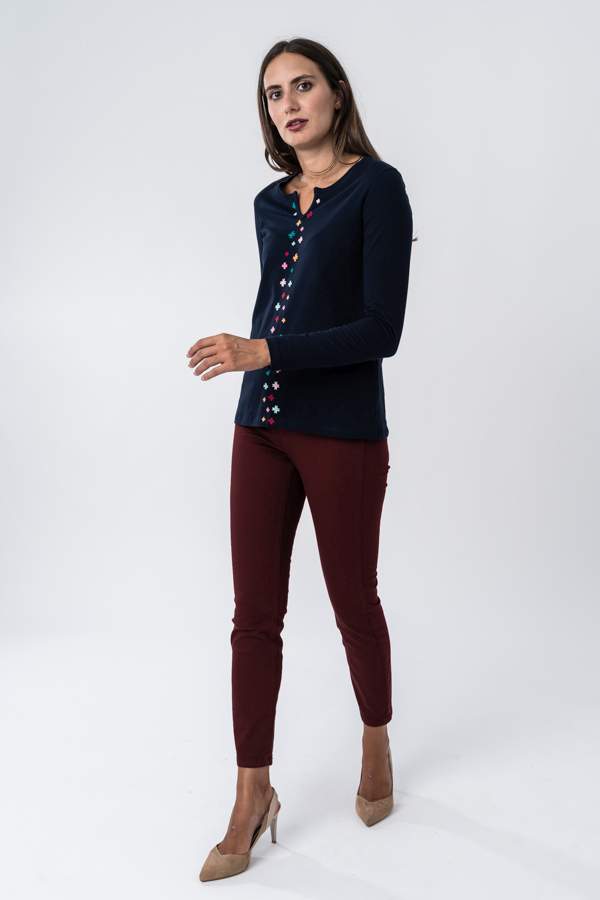 PANTALON SATEN GOMA CINTURA BURDEOS
