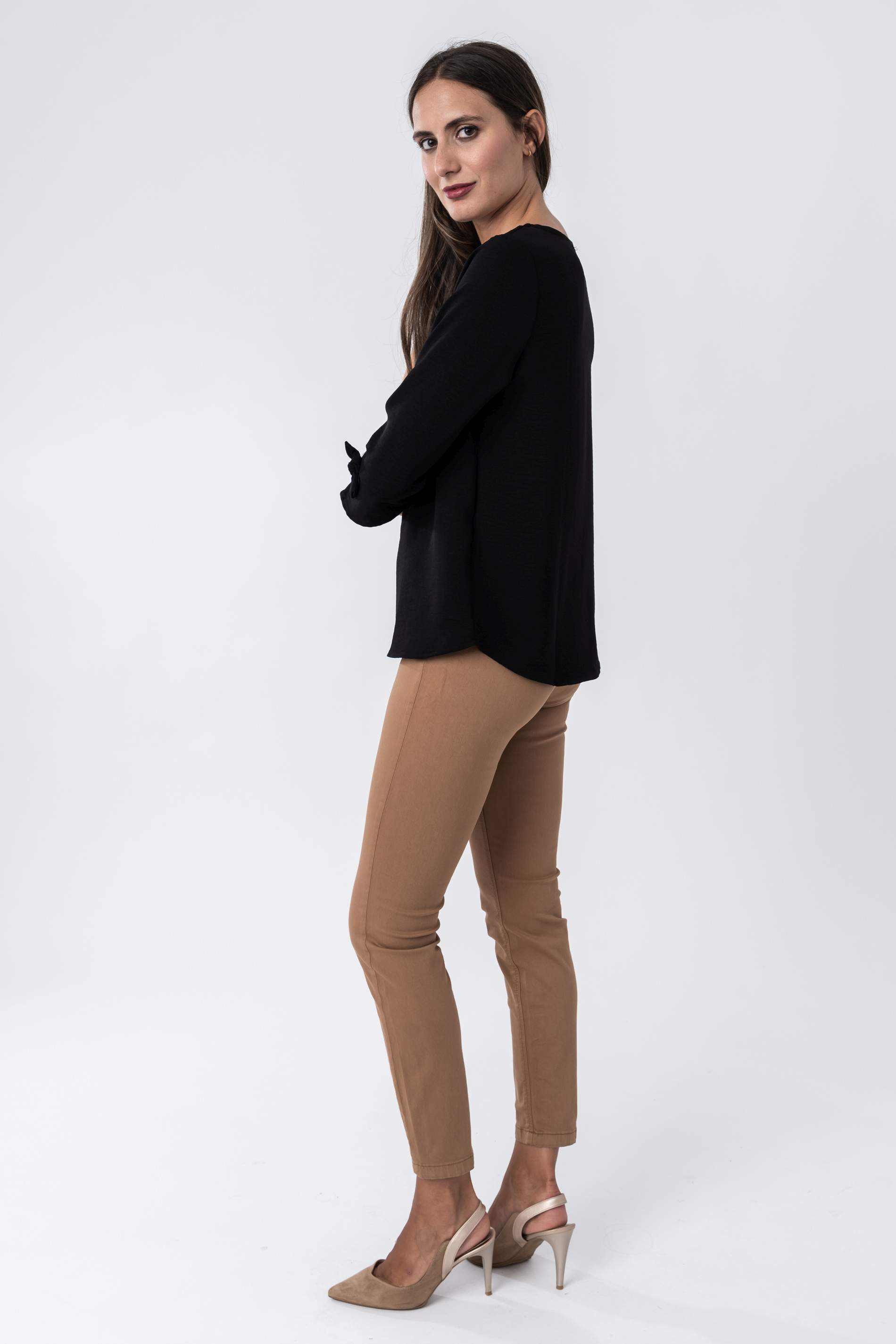 PANTALON SATEN GOMA CINTURA CAMEL
