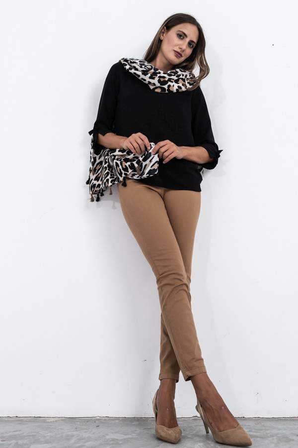 PANTALON SATEN GOMA CINTURA CAMEL