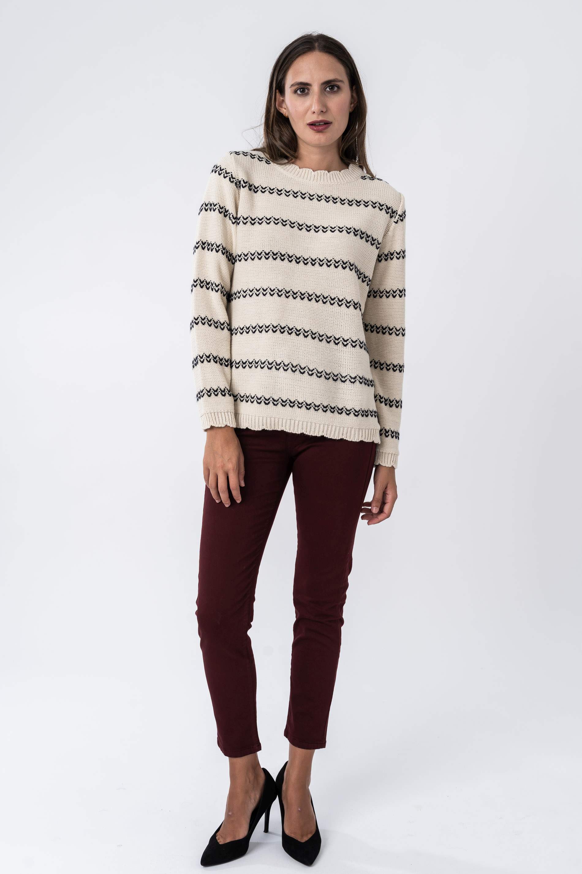 PANTALON 5 BOLSILLOS TOBILLERO BURDEOS