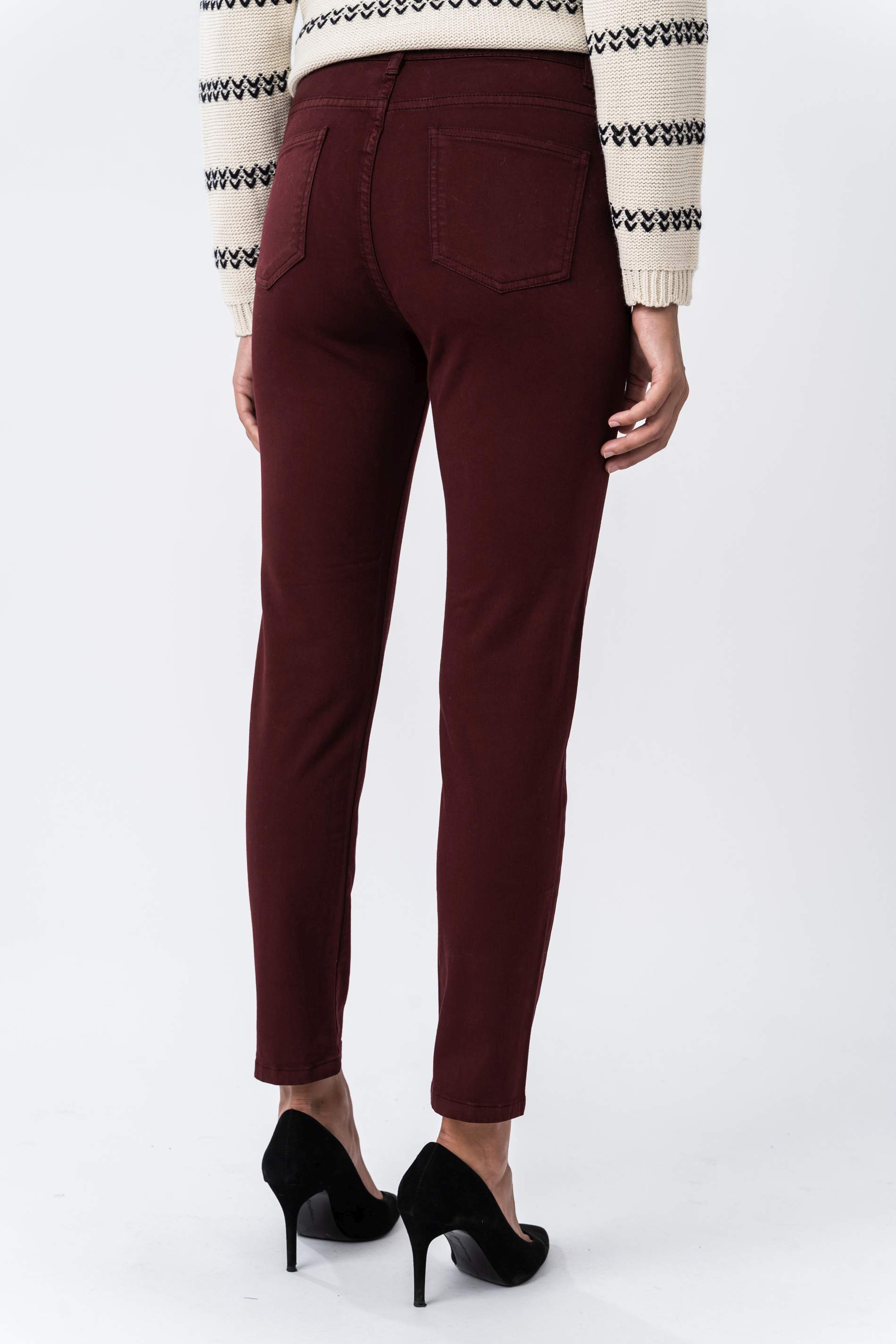 PANTALON 5 BOLSILLOS TOBILLERO BURDEOS