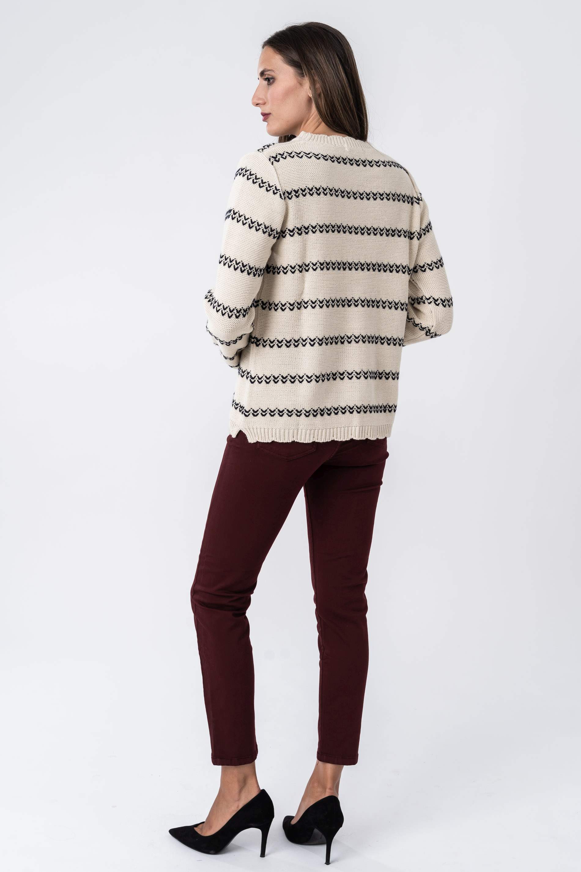 PANTALON 5 BOLSILLOS TOBILLERO BURDEOS