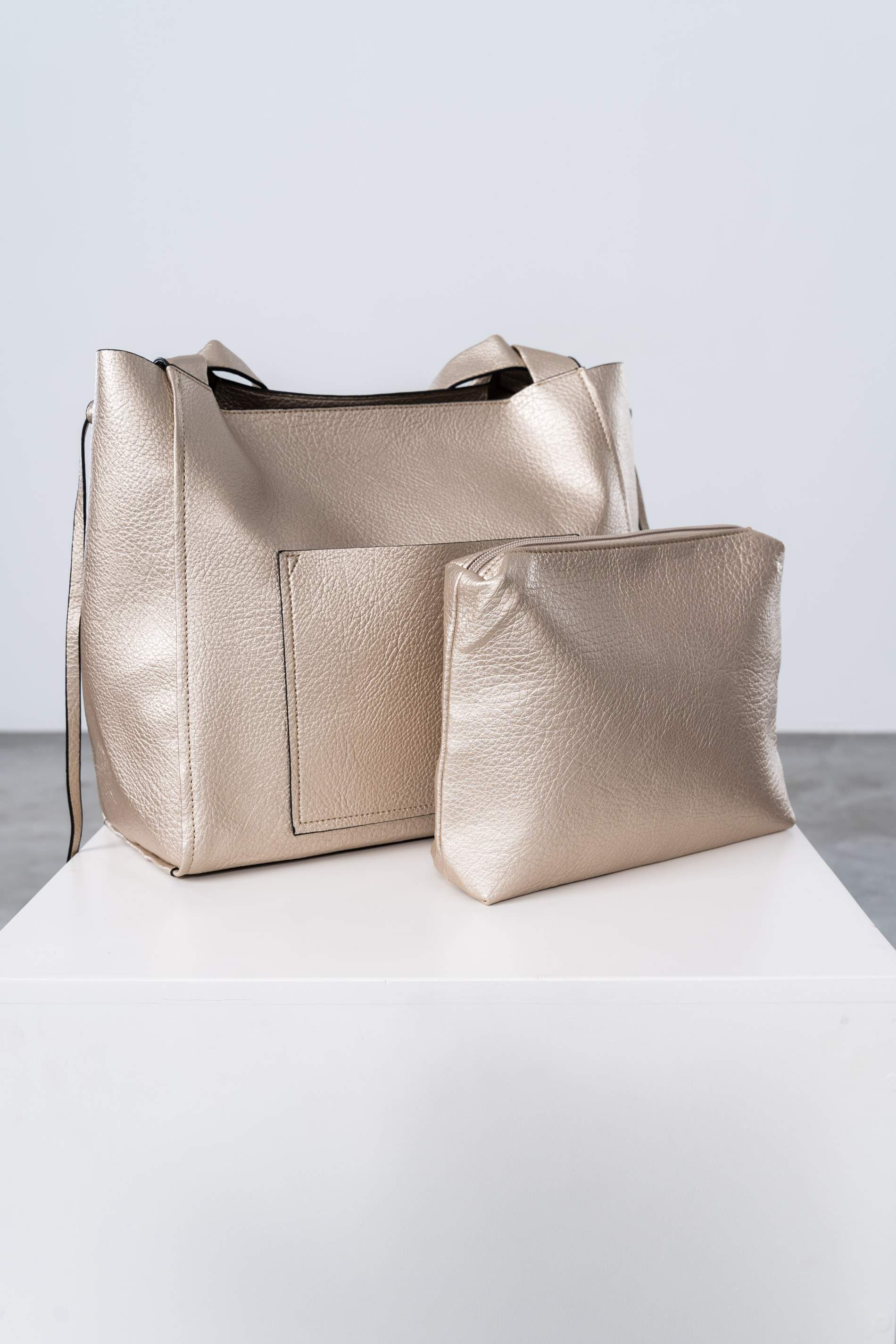 BOLSO SHOPPER BOLSILLOS ORO