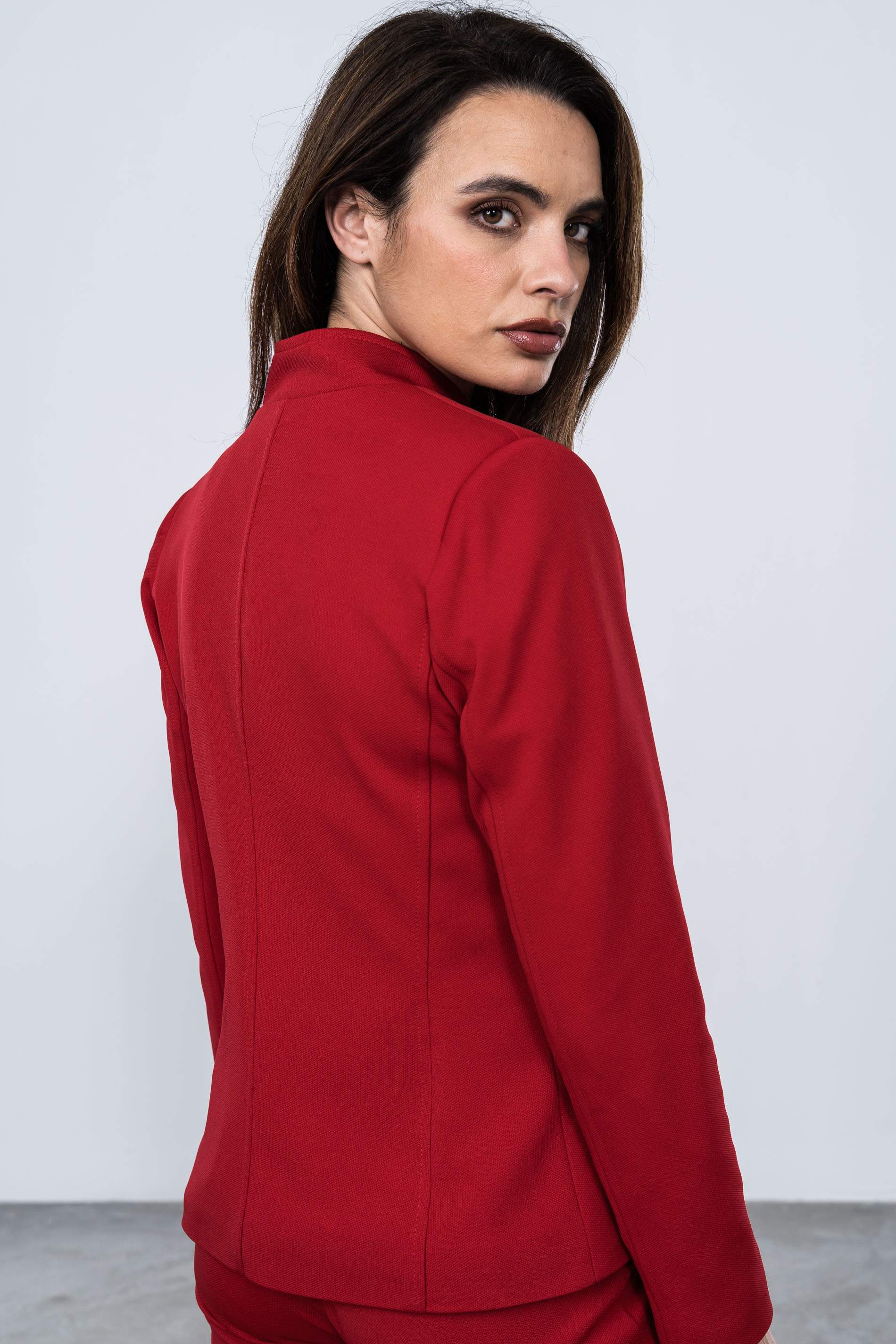 CHAQUETA CREMALLERA PIQUE ROJO