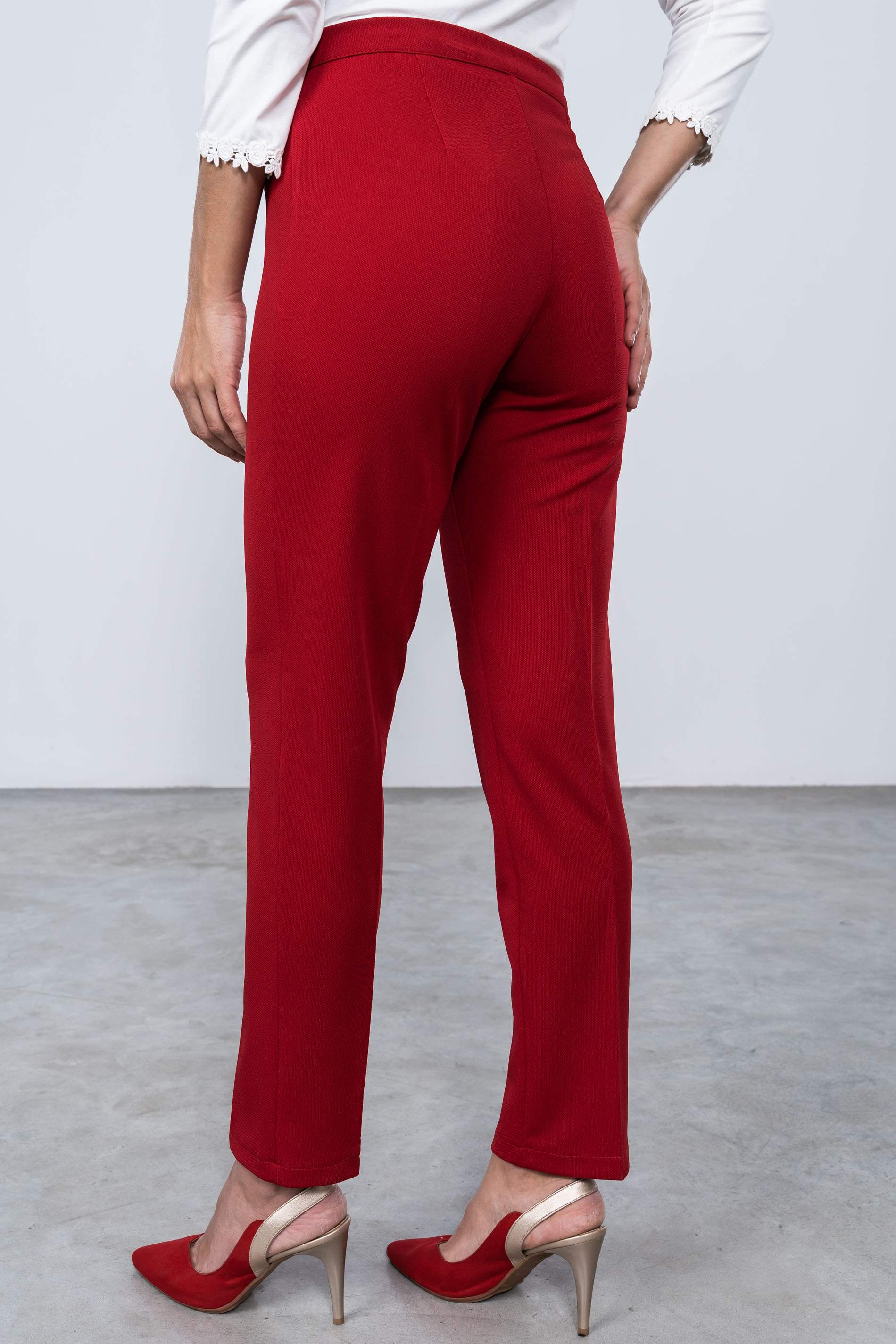 PANTALON VESTIR PIQUE ROJO