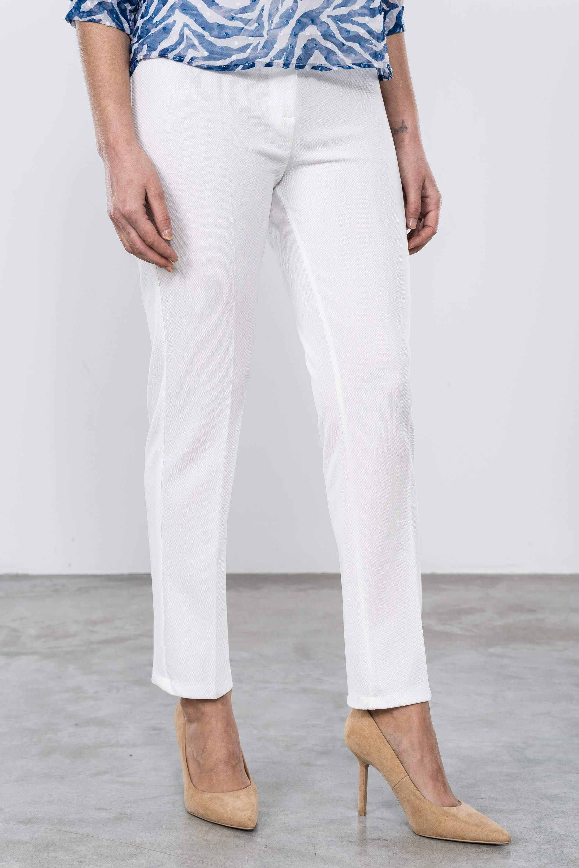 PANTALON VESTIR PIQUE BLANCO