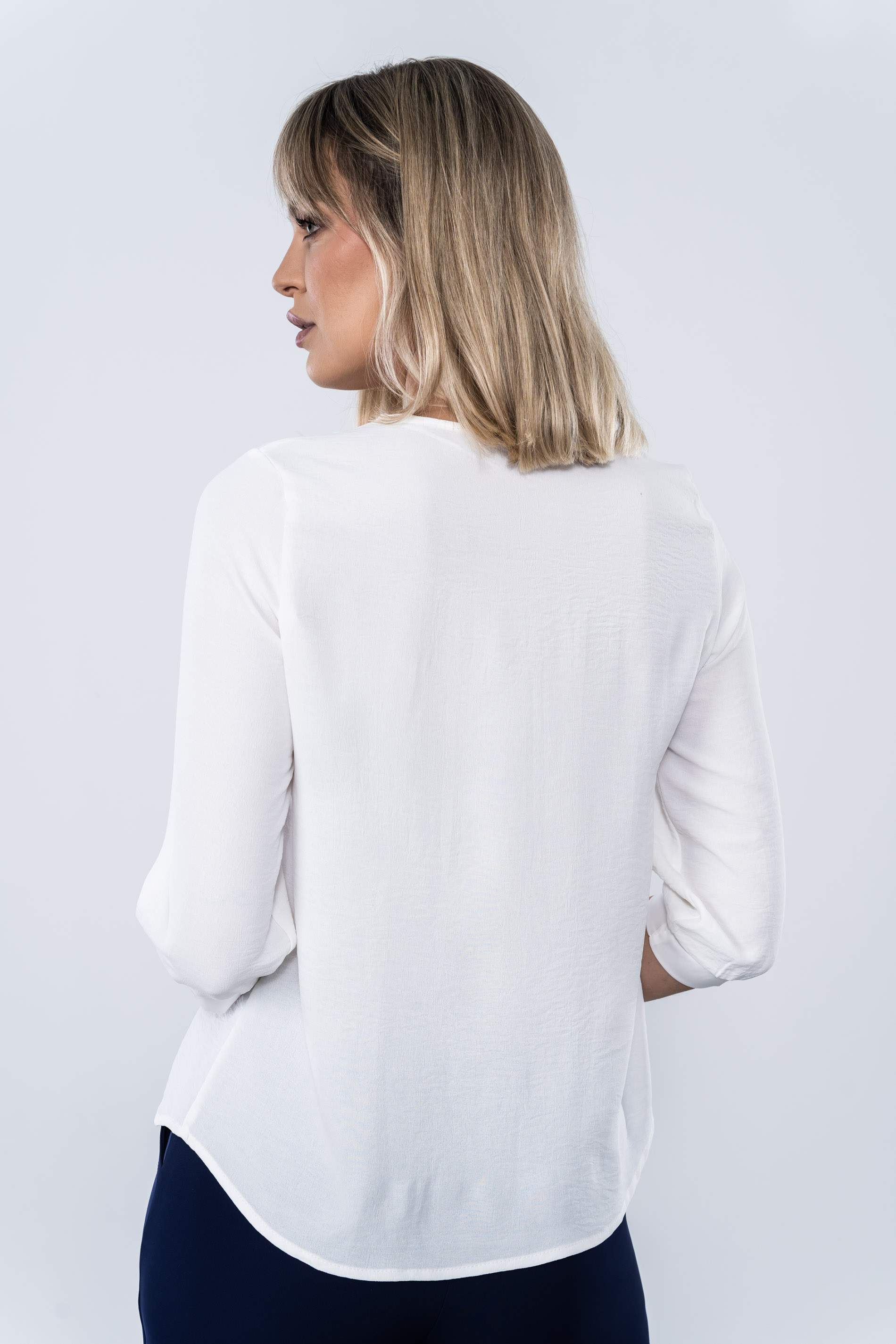 BLUSA COMBINADA CUELLO MF BLANCO