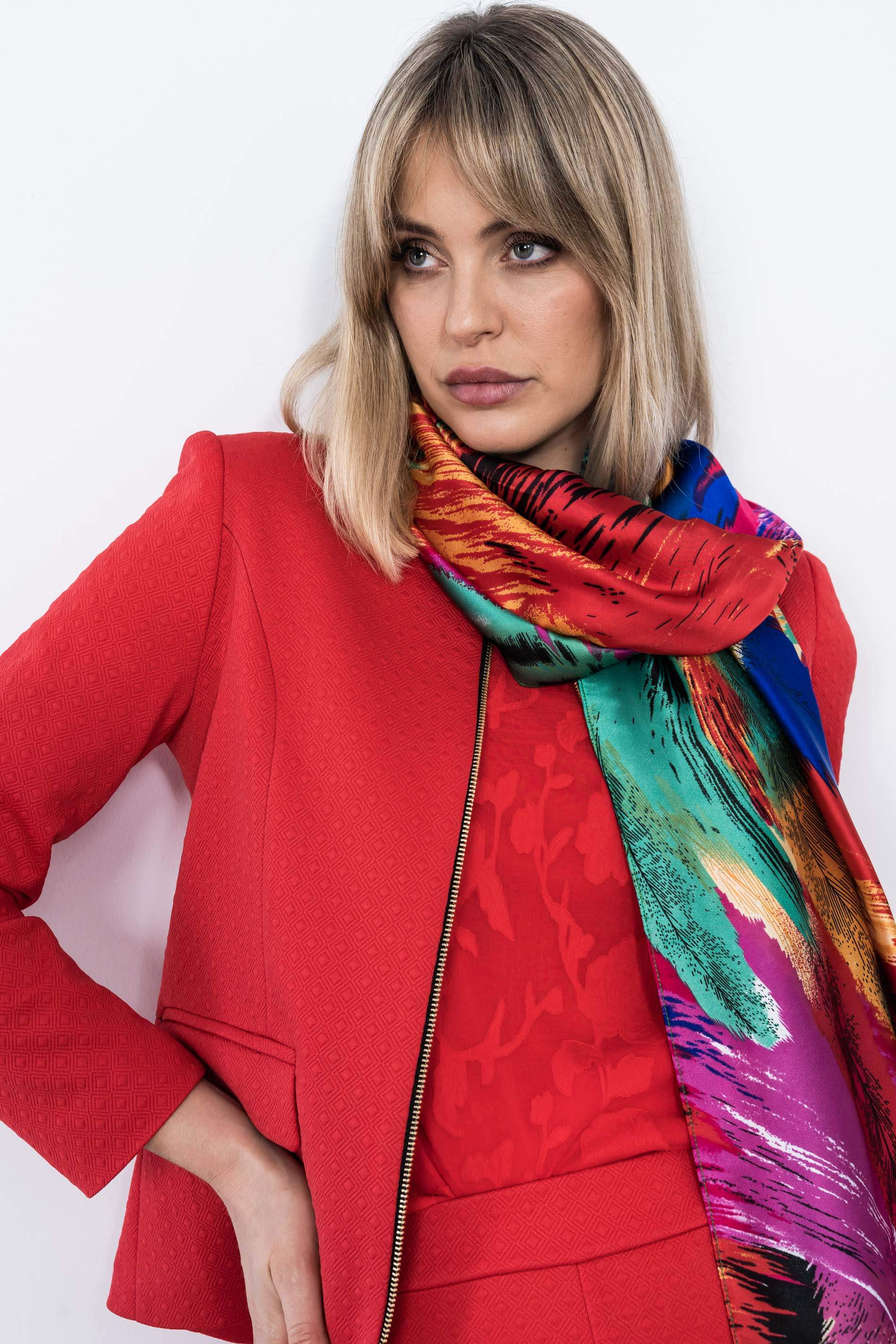 CHAQUETA CREMALLERA TAPETAS PIQUE ROJO