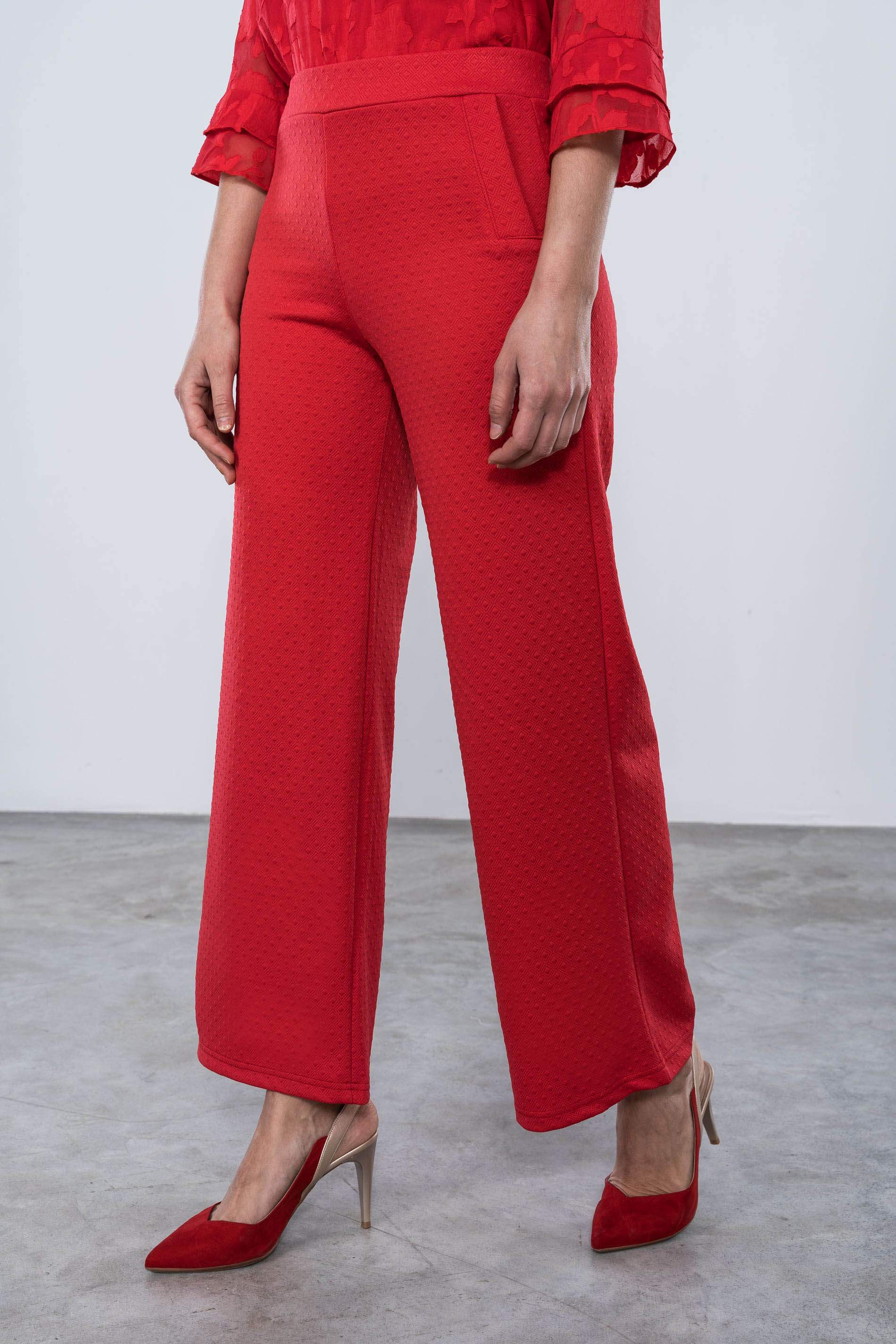 PANTALON ANCHO PIQUE ROJO