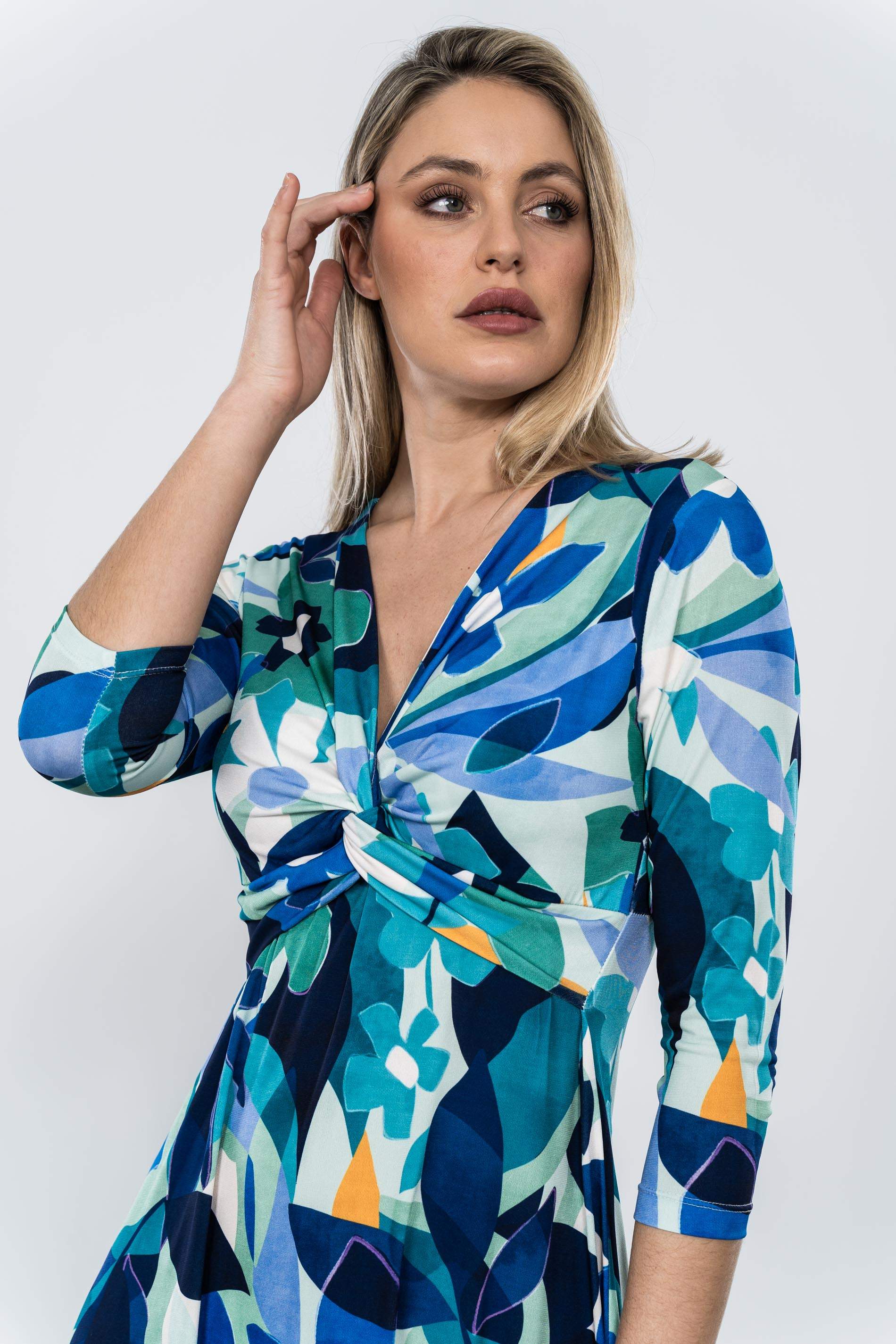 VESTIDO ESTAMPADO NUDO HOJAS