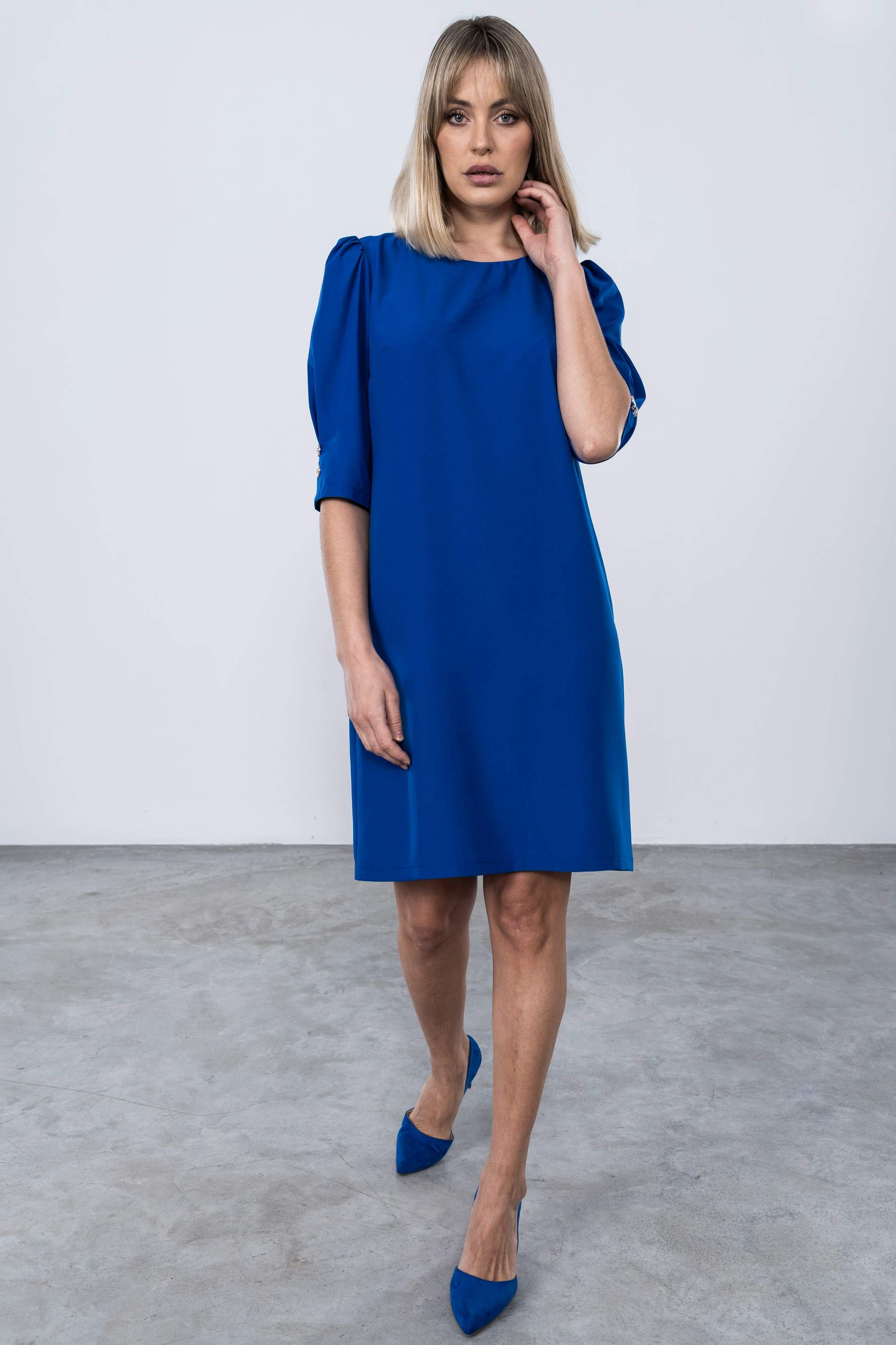 VESTIDO MANGA ABULLONADA BOTONES