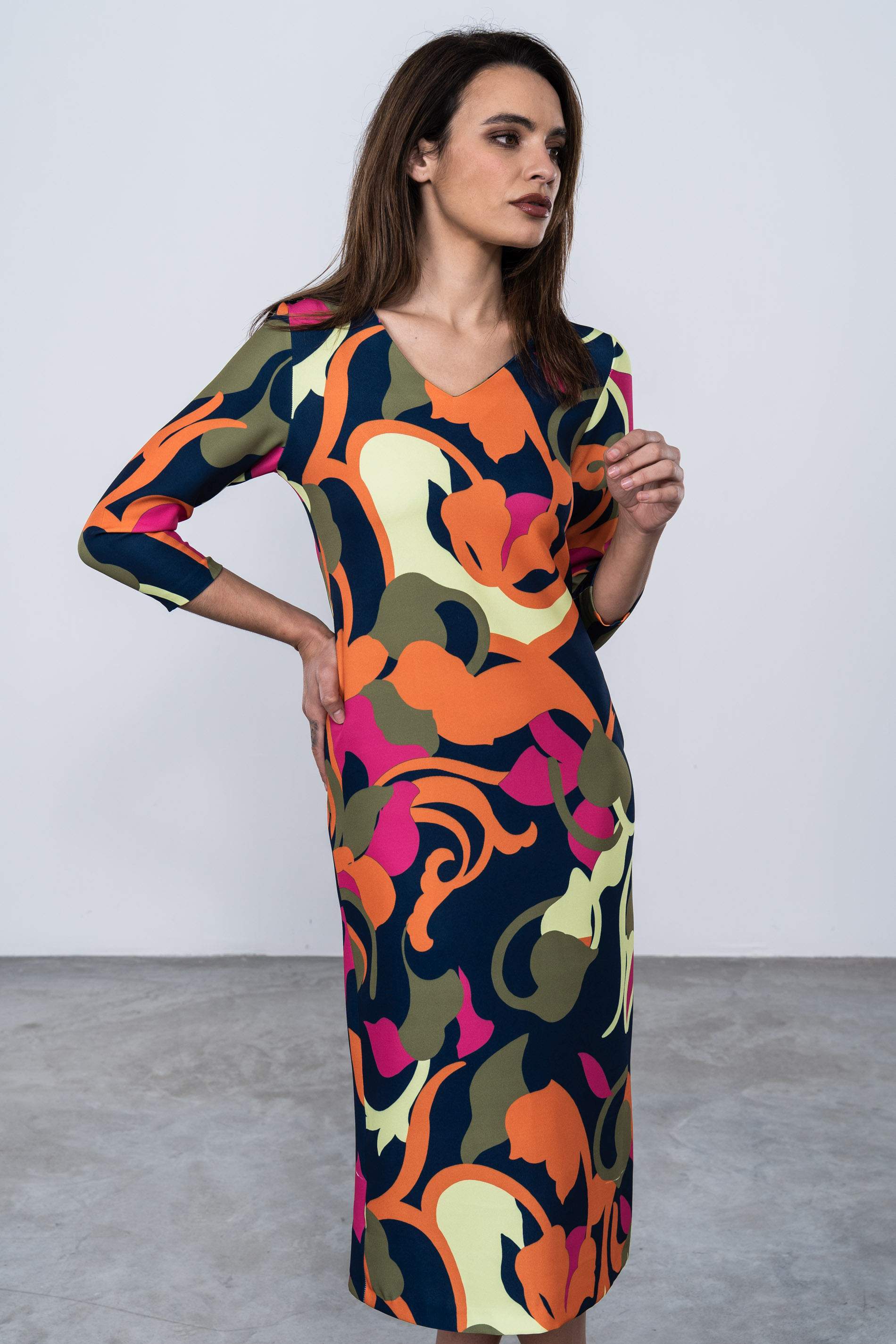VESTIDO MIDI ESTAMPADO Precchio