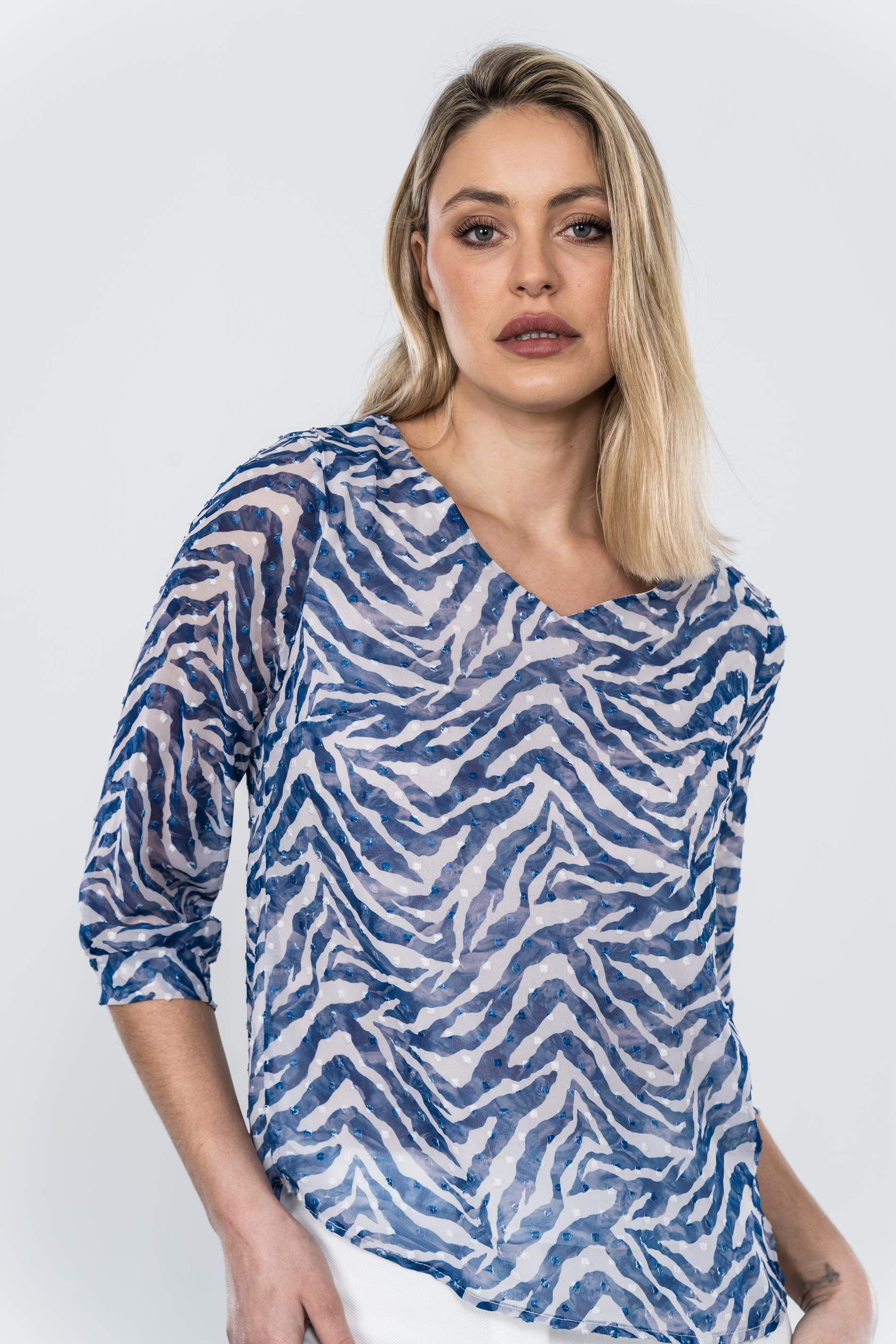 BLUSA PLUMETI PICO BICOLOR