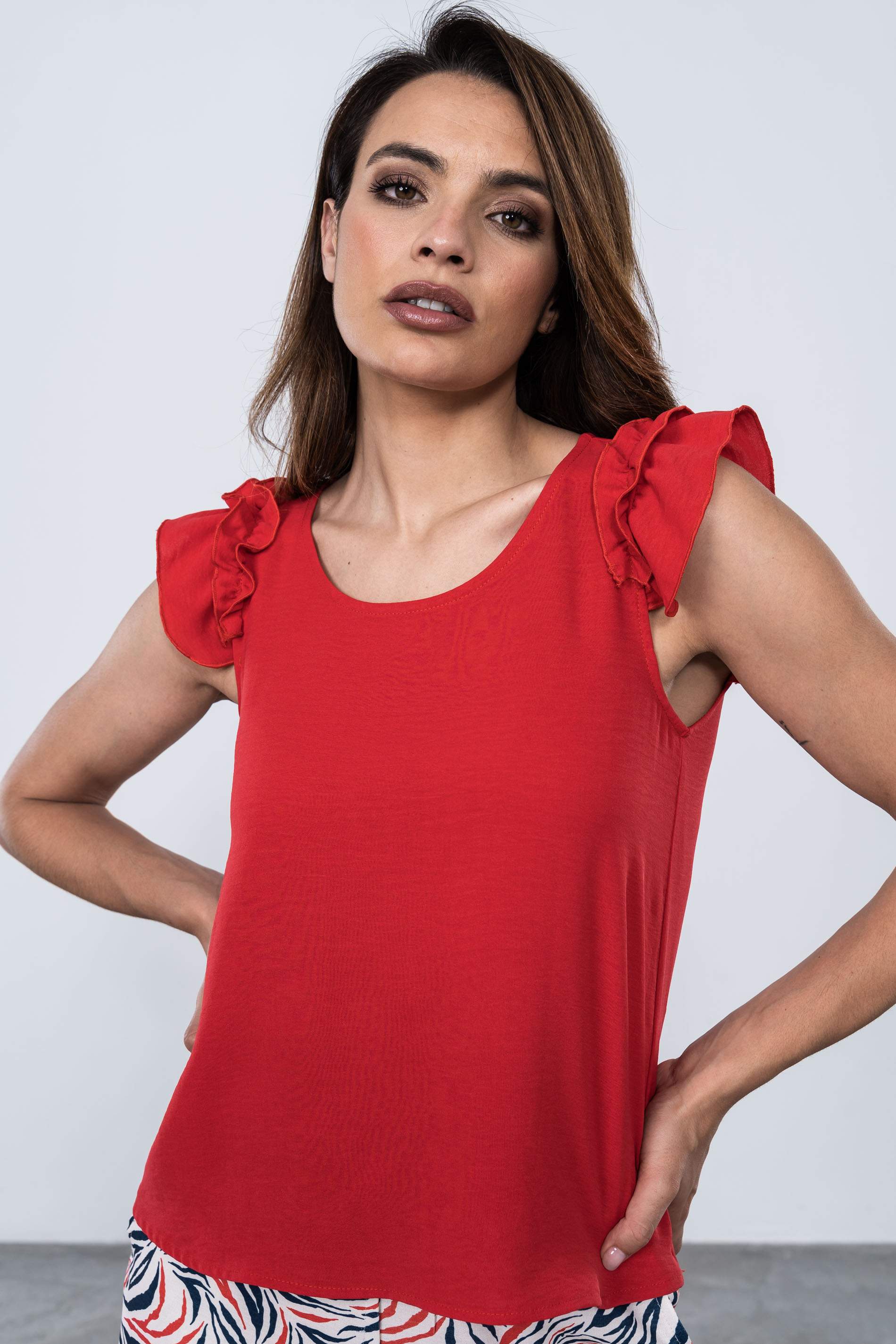 BLUSA VOLANTES SISAS  ROJO