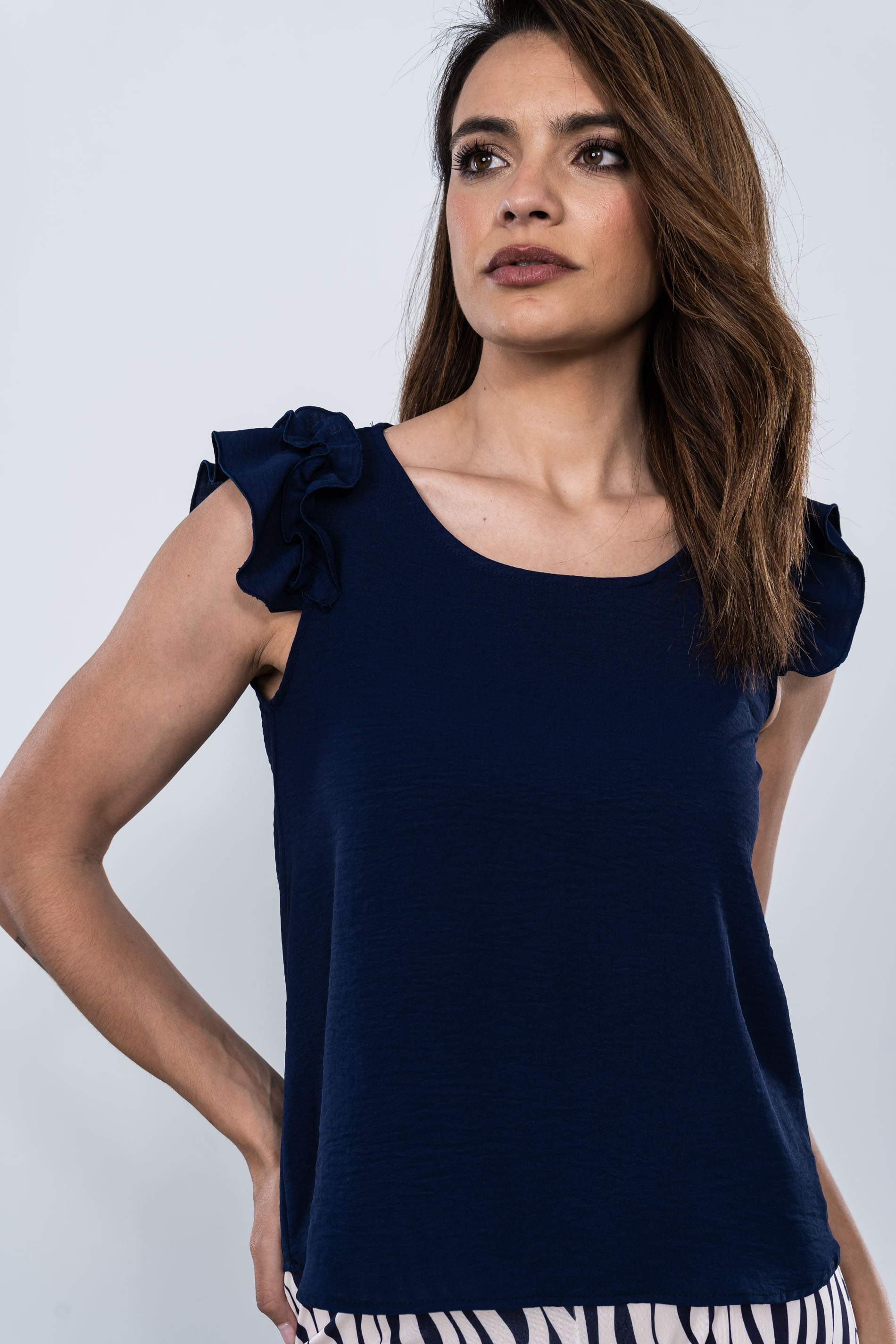 BLUSA VOLANTES SISAS MARINO