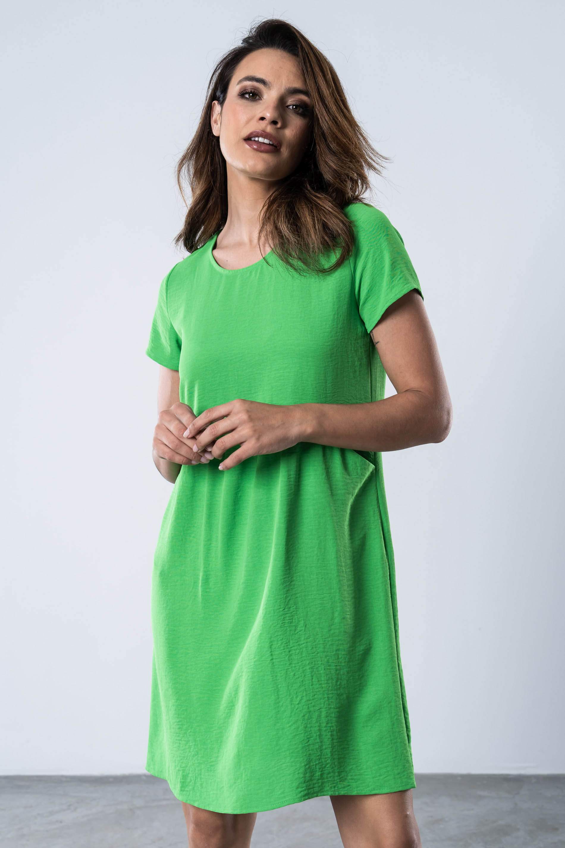 VESTIDO HOLGADO BOLISLLOS VERDE