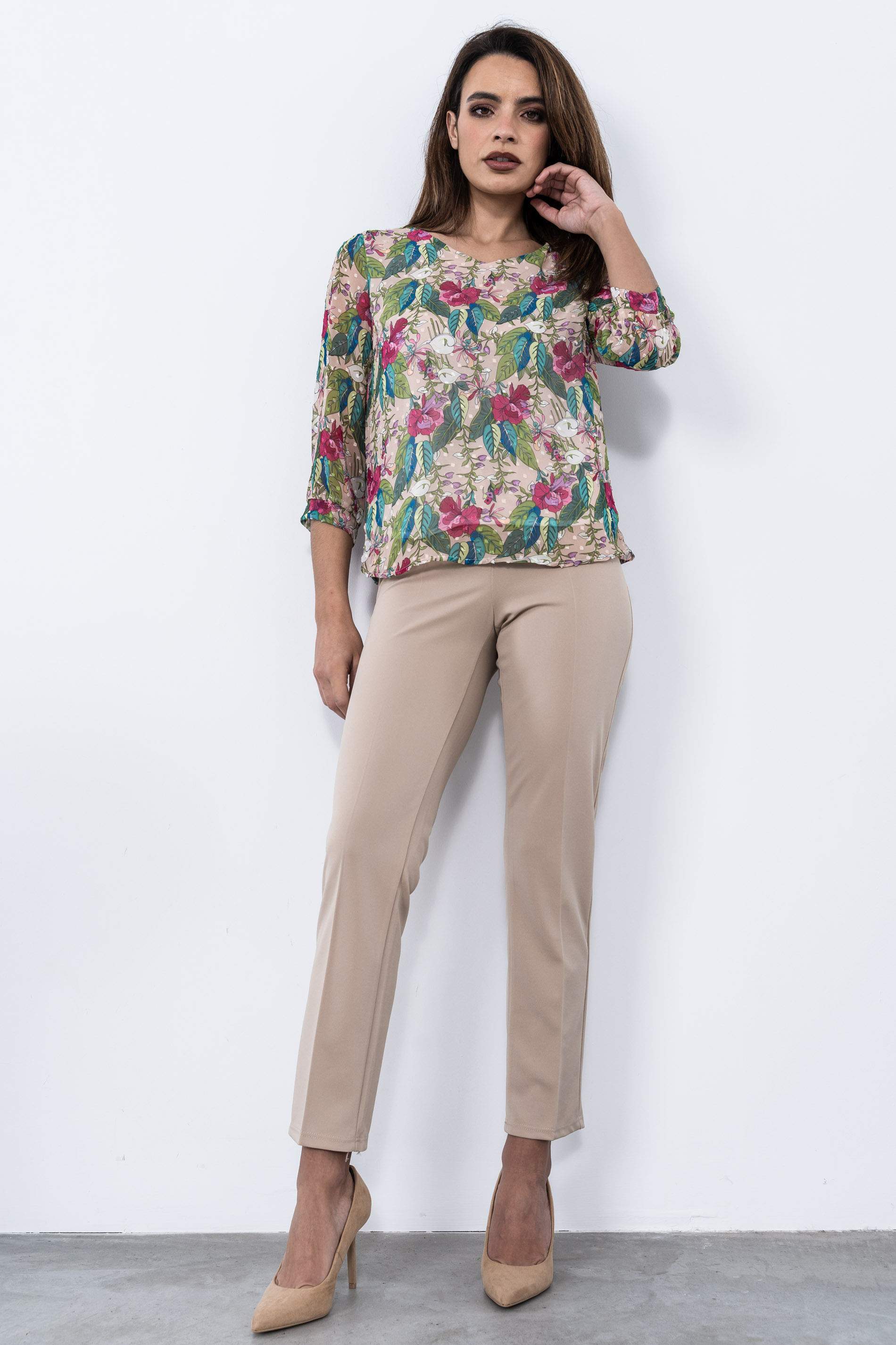 PANTALON GOMA CINTURA BEIGE