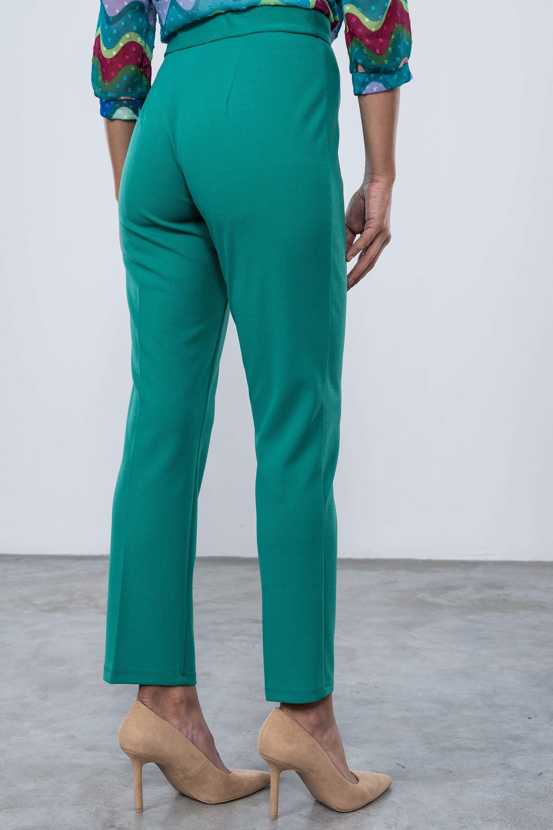 PANTALON GOMA CINTURA CREPE VERDE