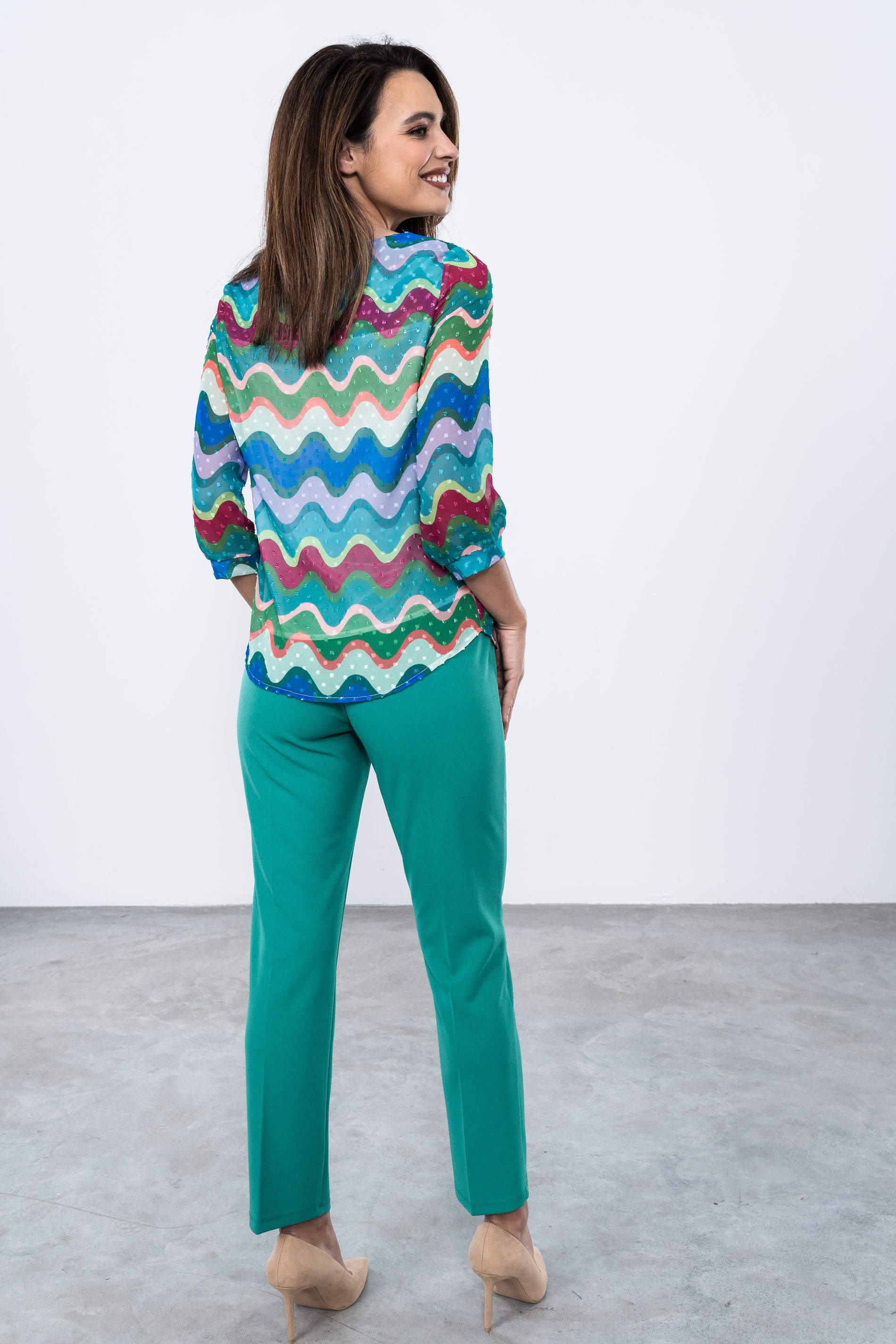 PANTALON GOMA CINTURA CREPE VERDE