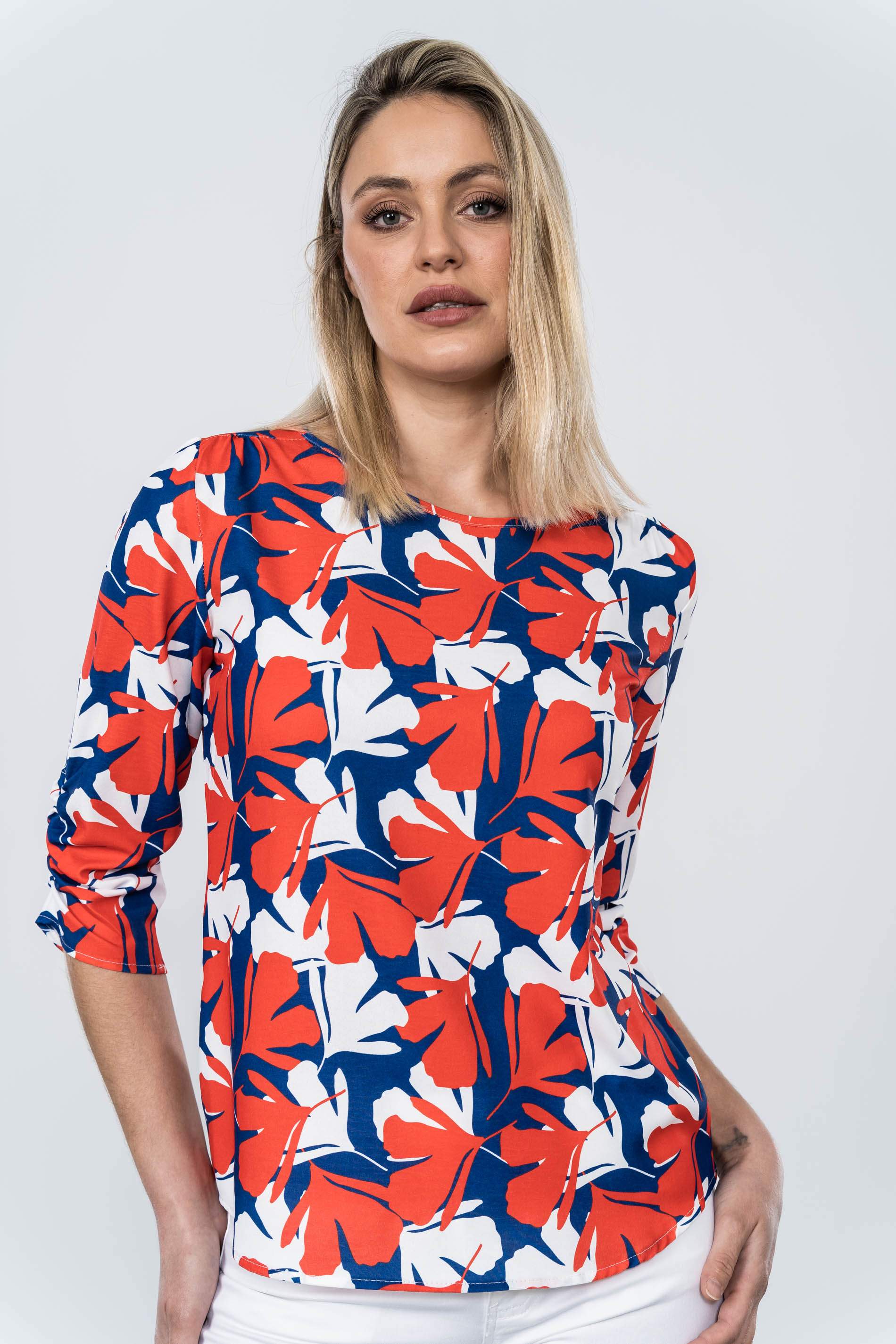 BLUSA SILUETA FLOR MANGA FRANCESA