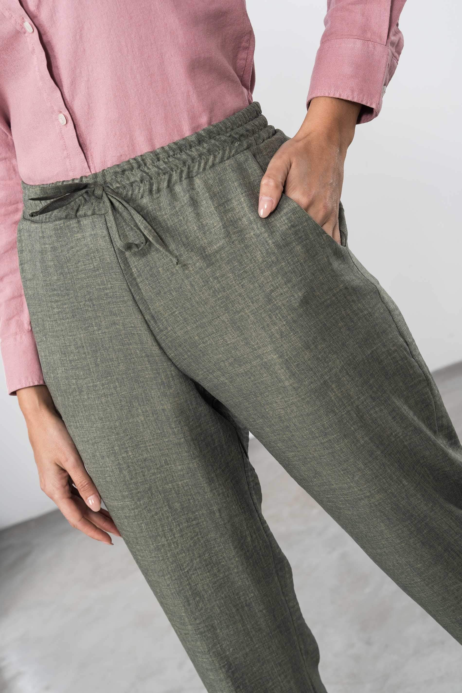 PANTALON HOLGADO EFECTO LINO KAKI