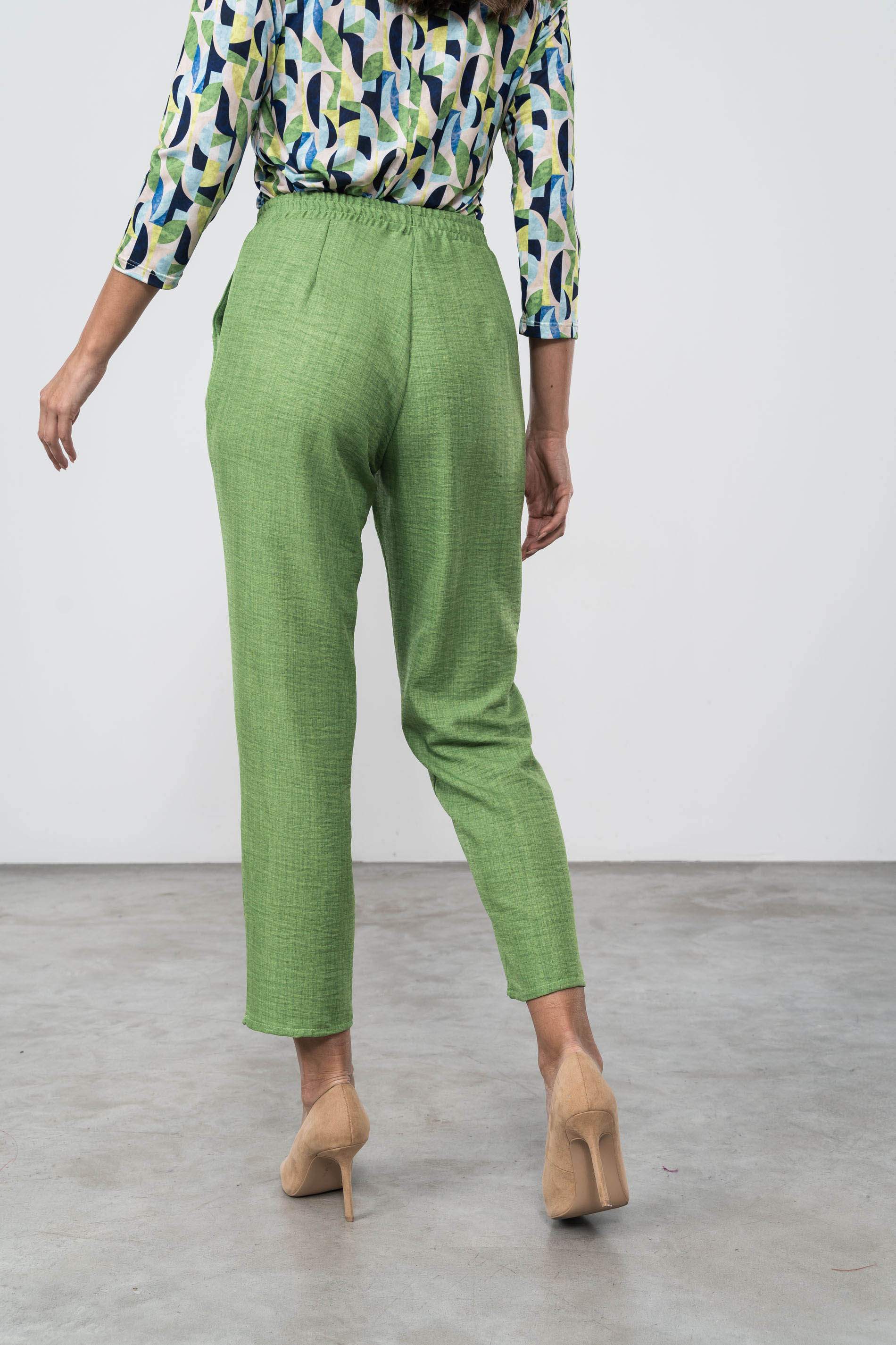 PANTALON HOLGADO EFECTO LINO MANZANA