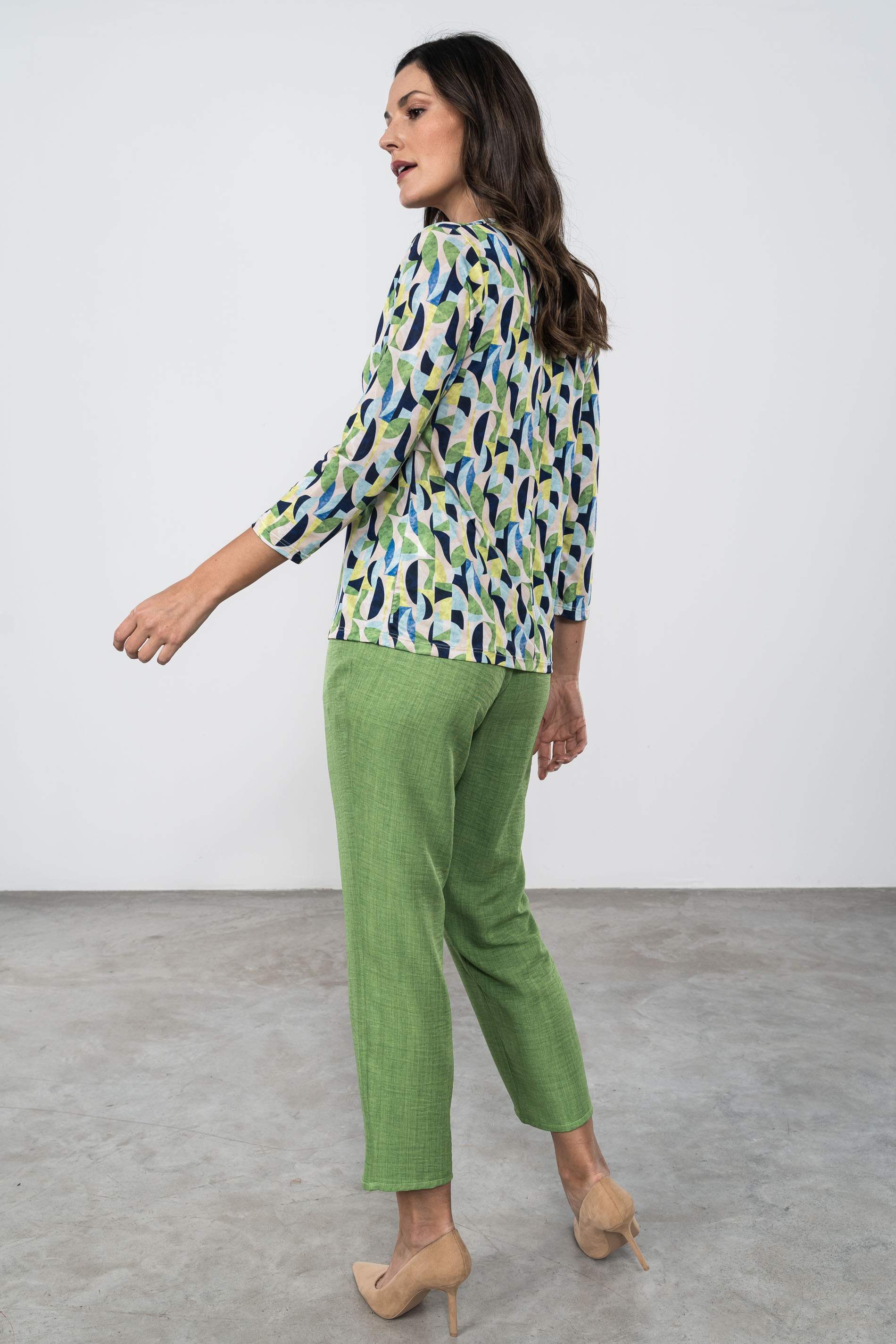 PANTALON HOLGADO EFECTO LINO MANZANA