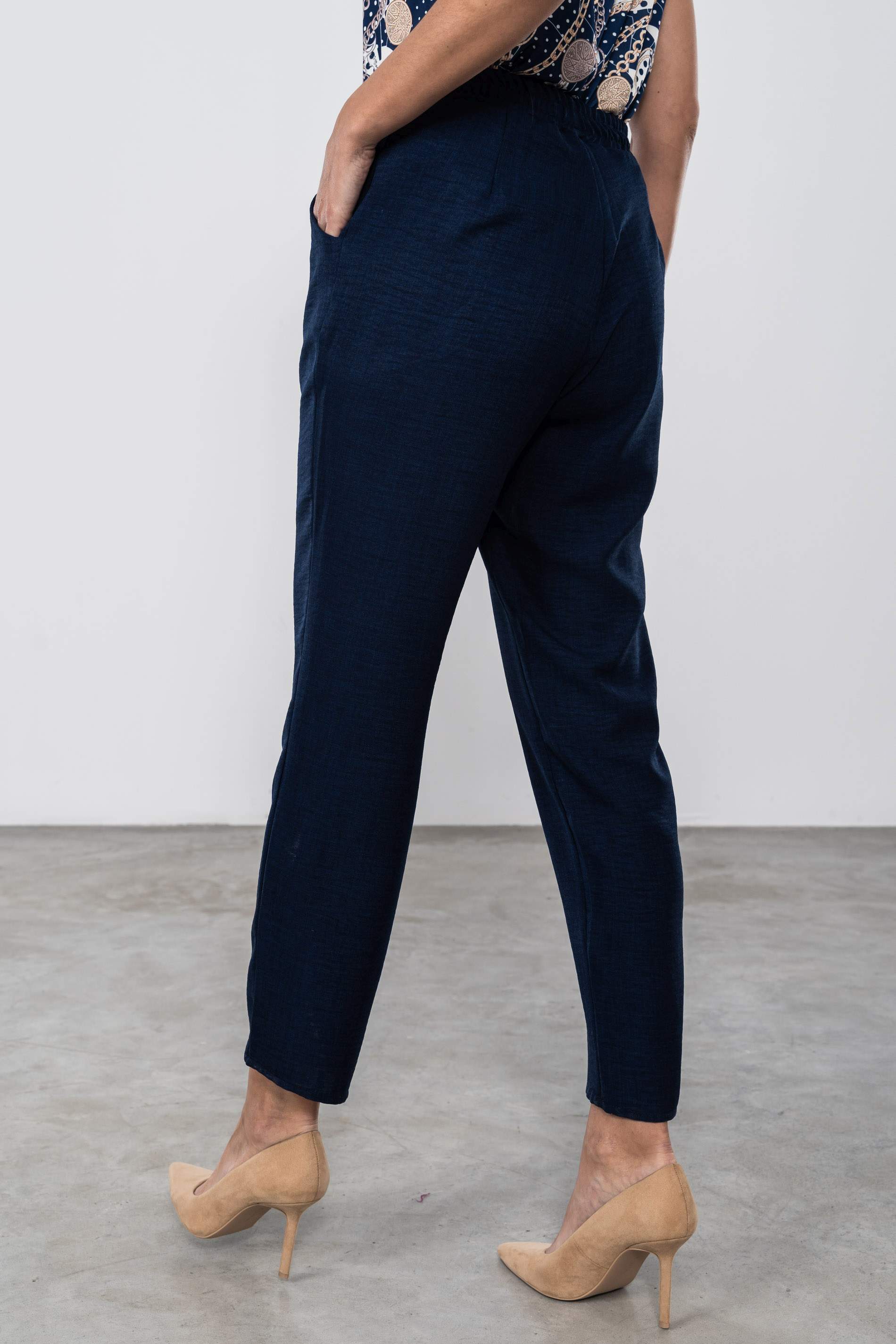 PANTALON HOLGADO EFECTO LINO MARINO