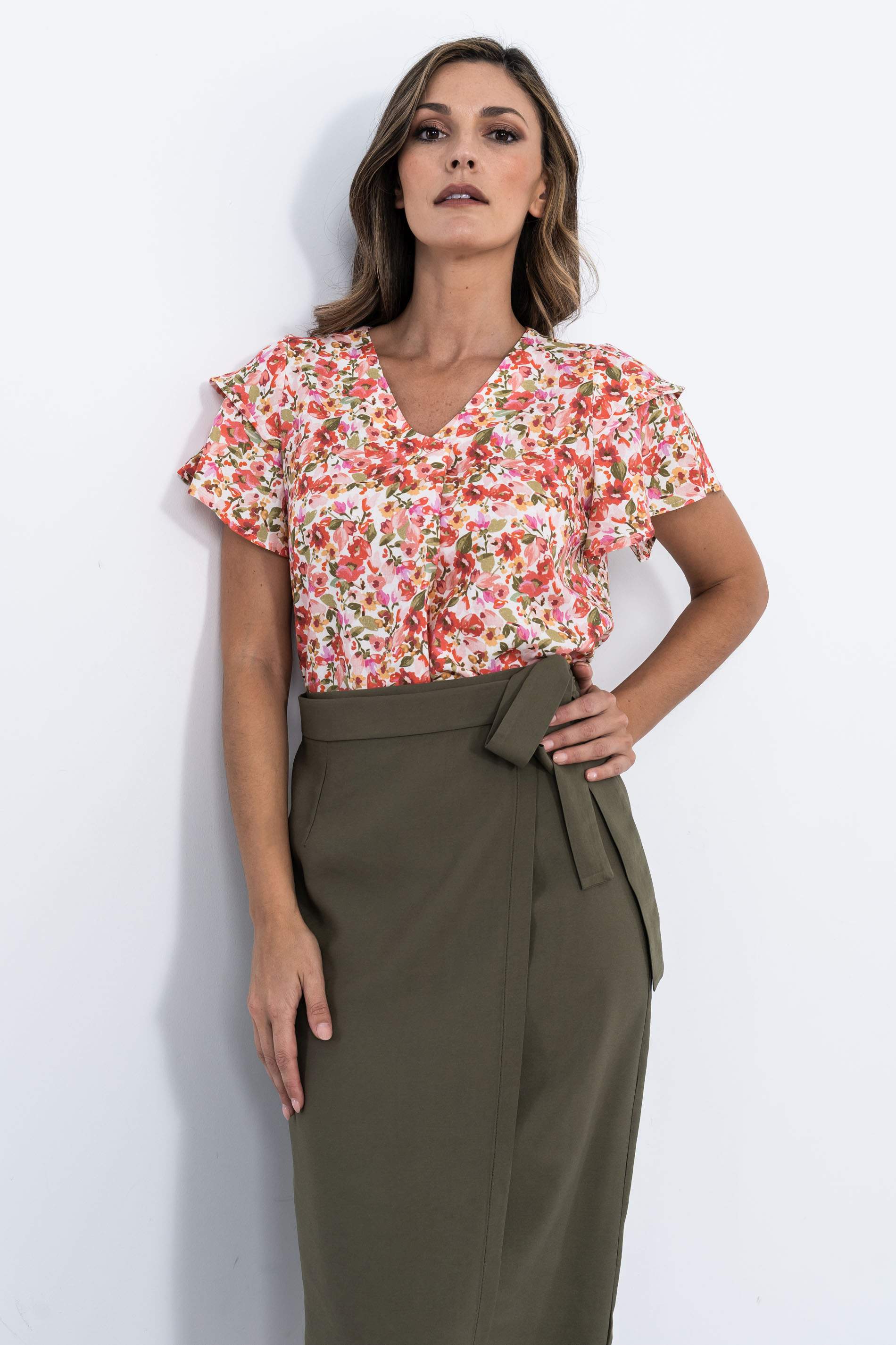 BLUSA FLORECITAS MANGA CAPAS