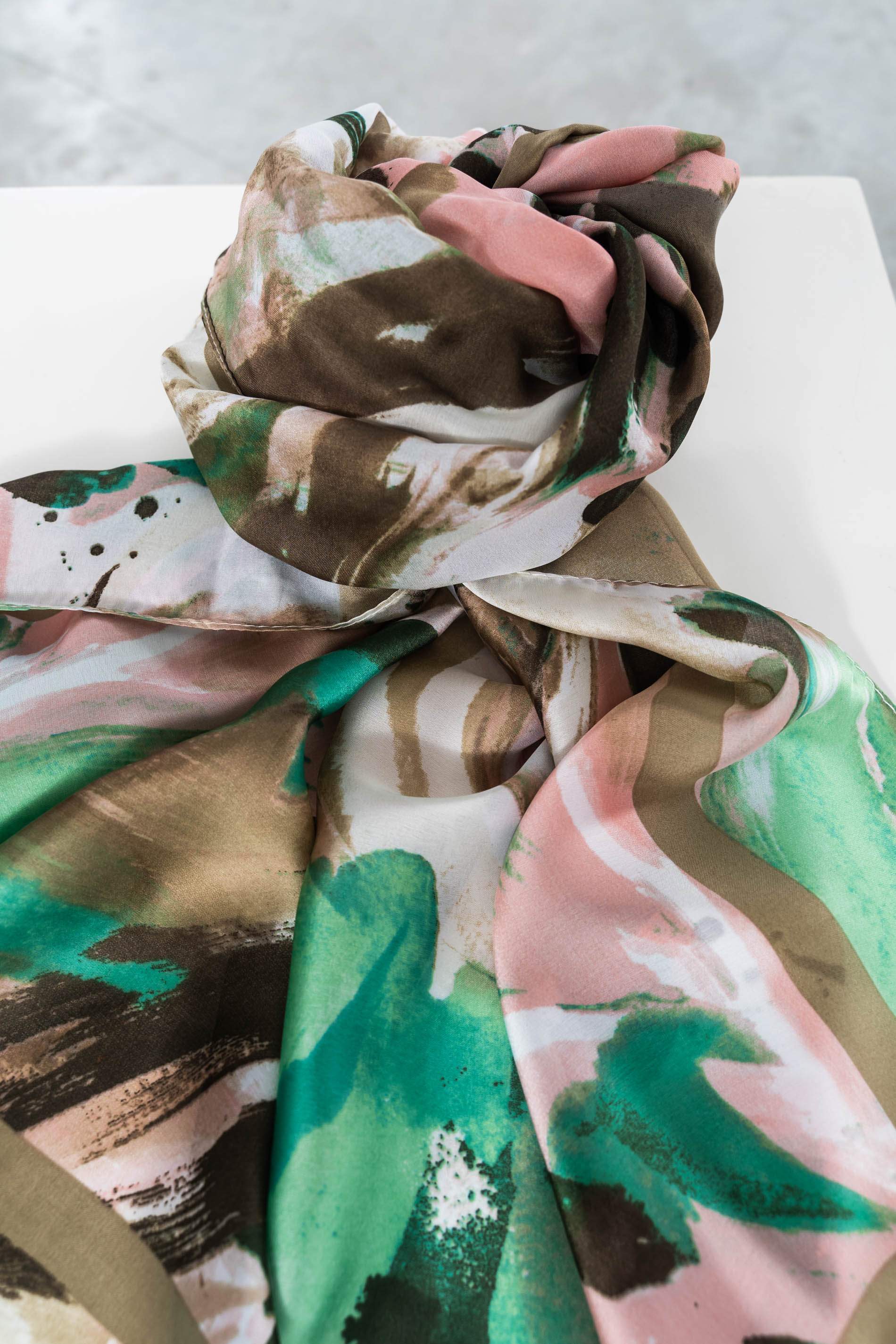 FOULARD PINCELADAS EFECTO SEDA ROSA