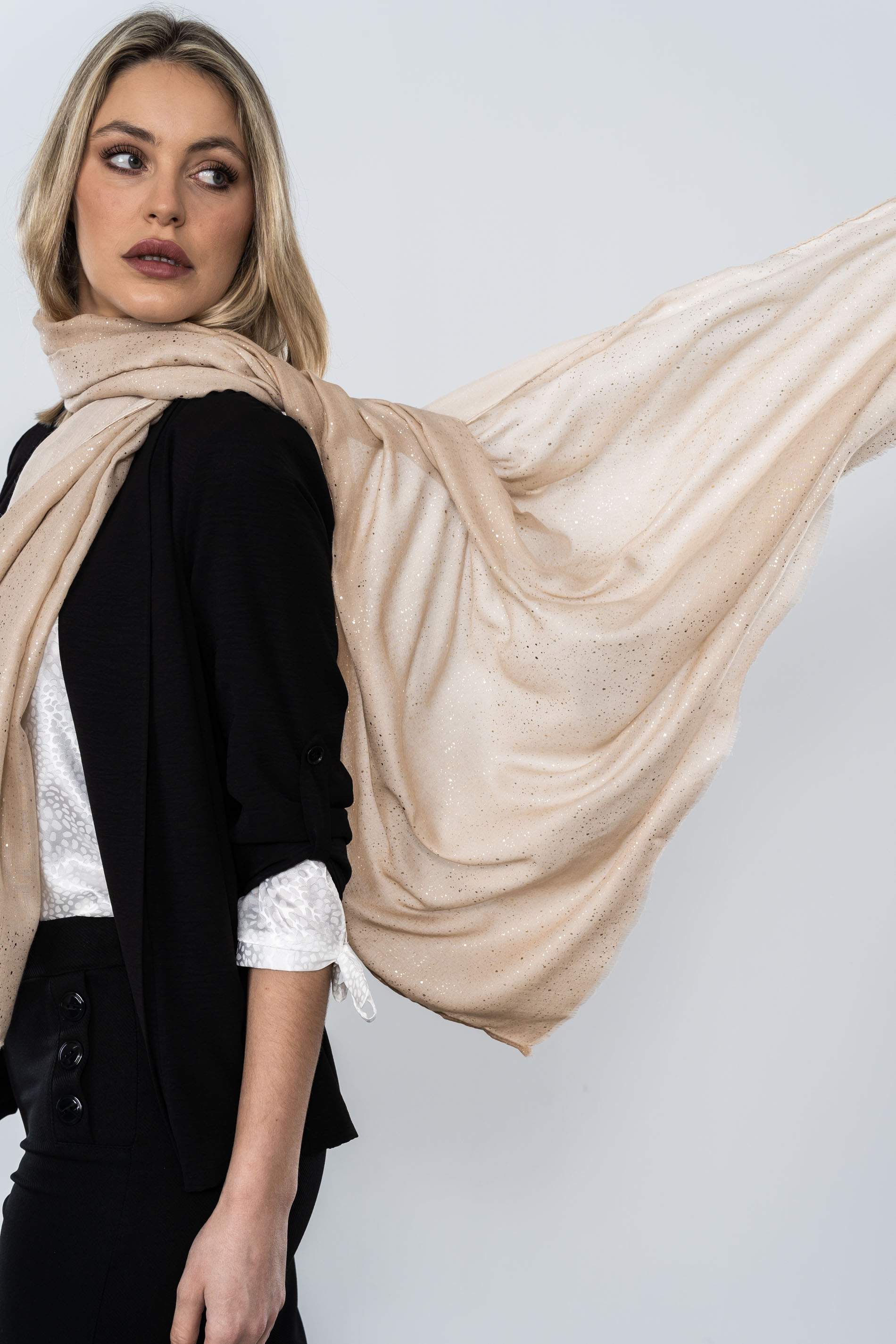 FOULARD DESTELLOS ORO BEIGE